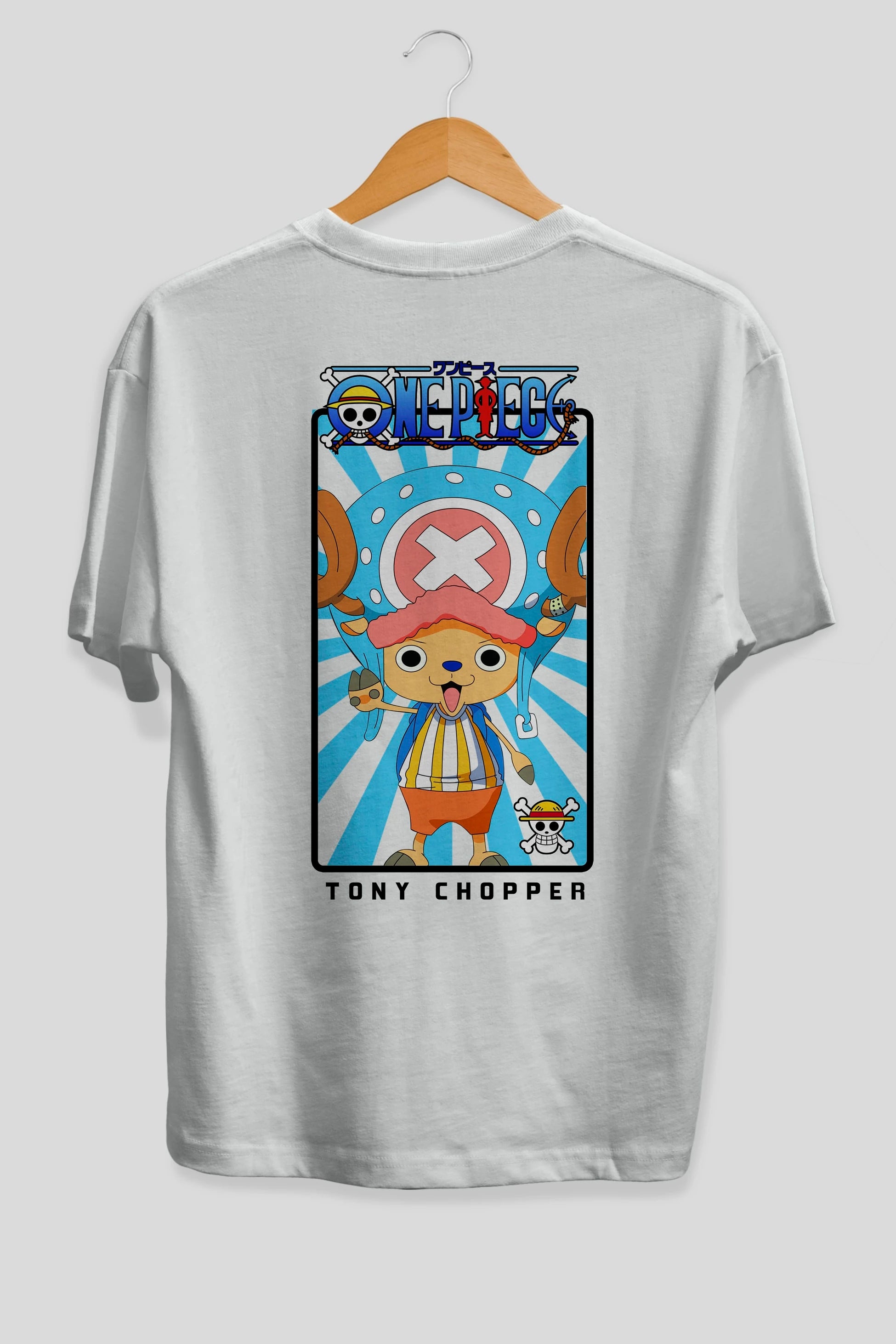 Chopper Anime Arka Baskılı Oversize t-shirt Erkek Kadın Unisex %100 pamuk tişort
