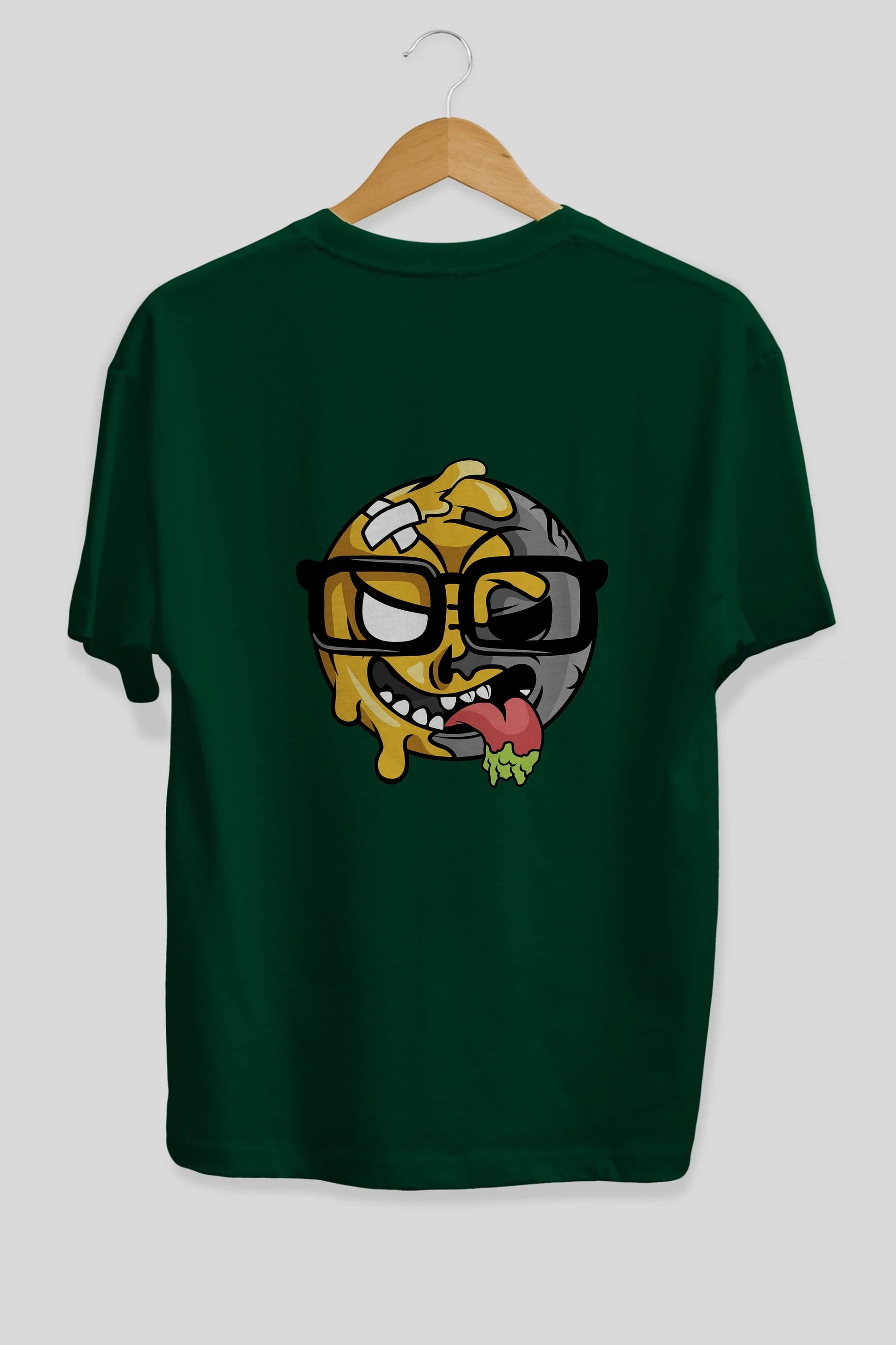 Smiley Nerd Arka Baskılı Oversize t-shirt Erkek Kadın Unisex %100 Pamuk tişort