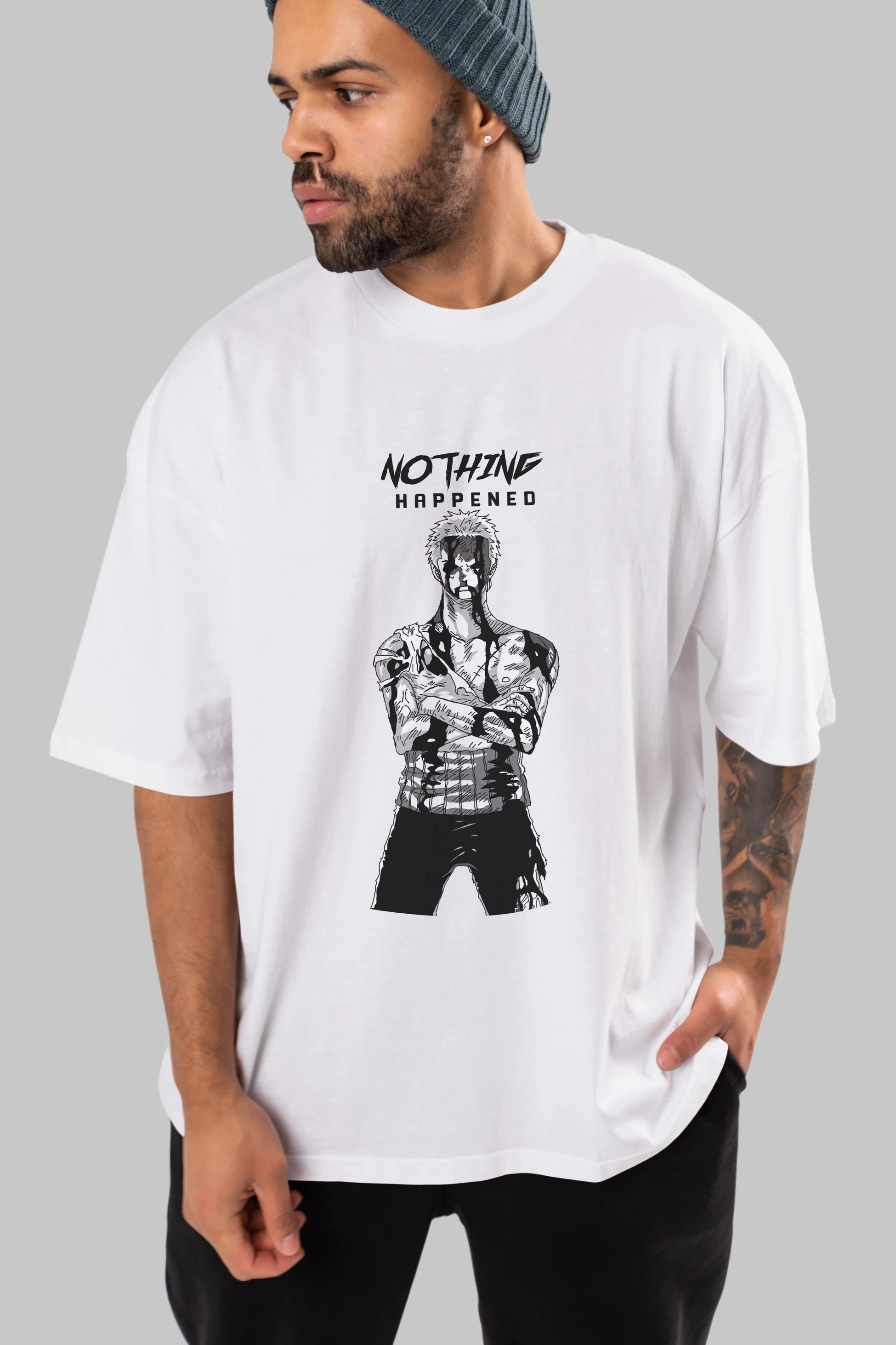Roronoa Zoro 3 Anime Ön Baskılı Oversize t-shirt Erkek Kadın Unisex