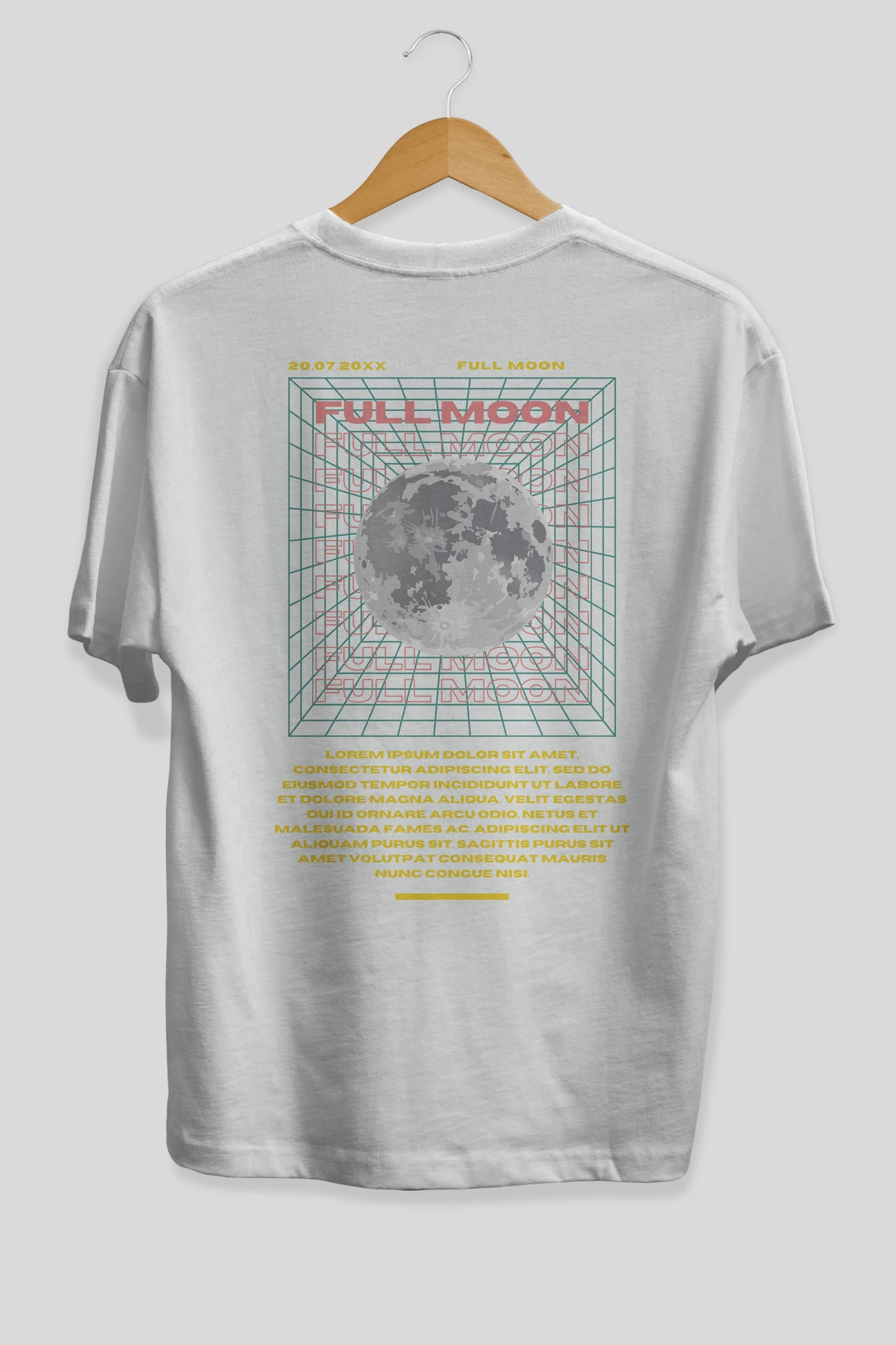 Full Moon Yazılı Arka Baskılı Oversize t-shirt Erkek Kadın Unisex