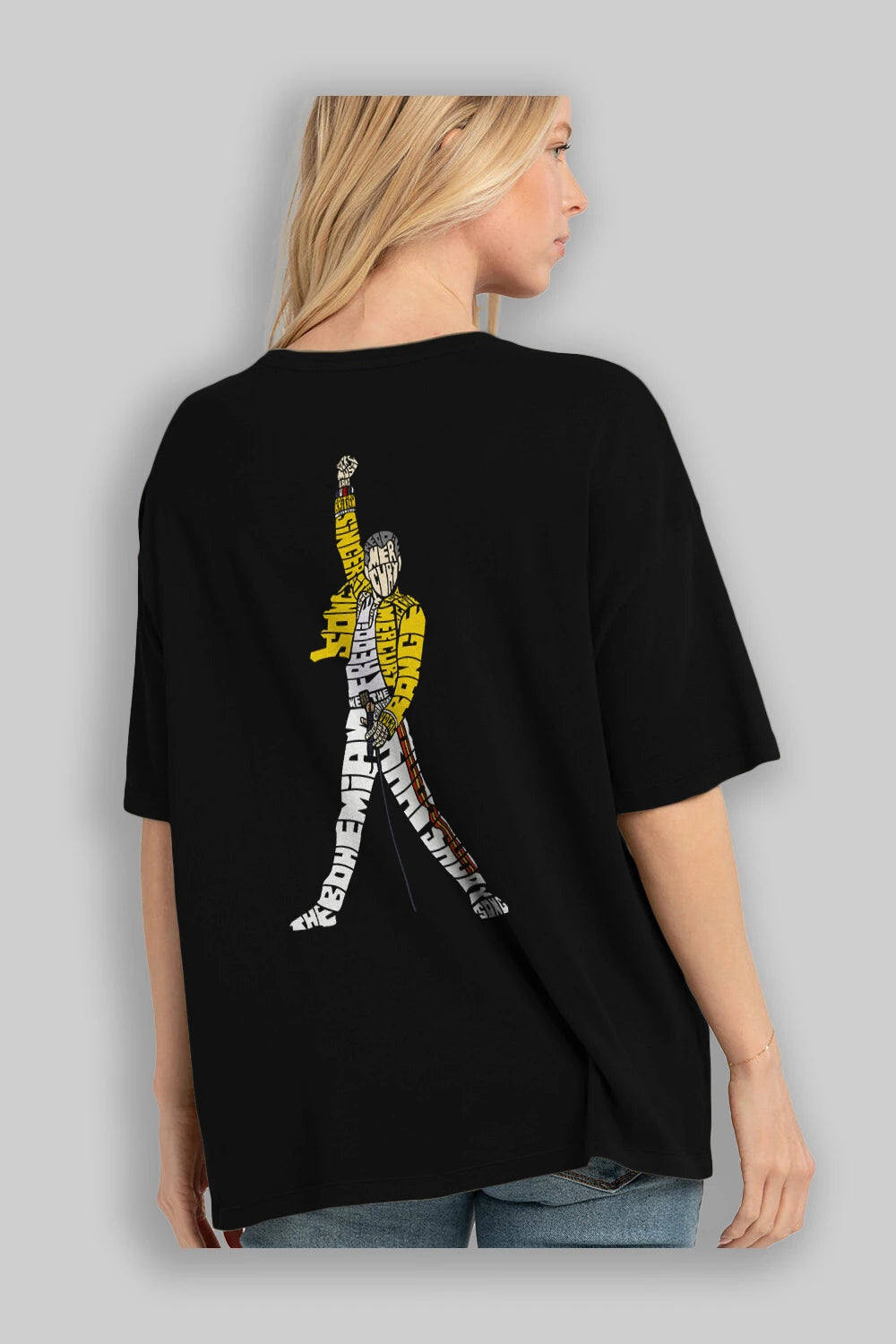 Freddy Mercury Arka Baskılı Oversize t-shirt %100 pamuk Erkek Kadın Unisex