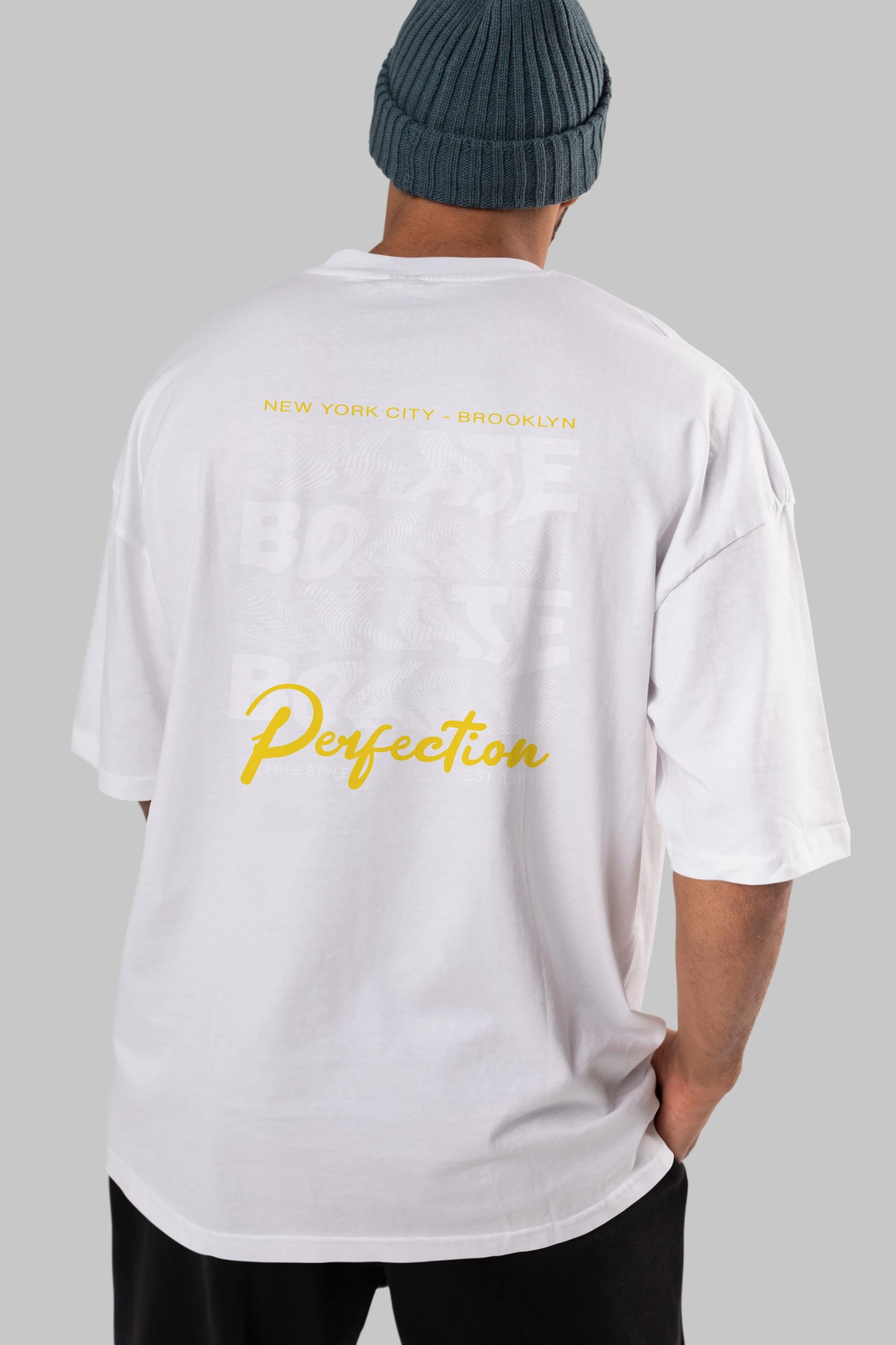 New York City and Brooklyn Arka Baskılı Oversize t-shirt Erkek Kadın Unisex