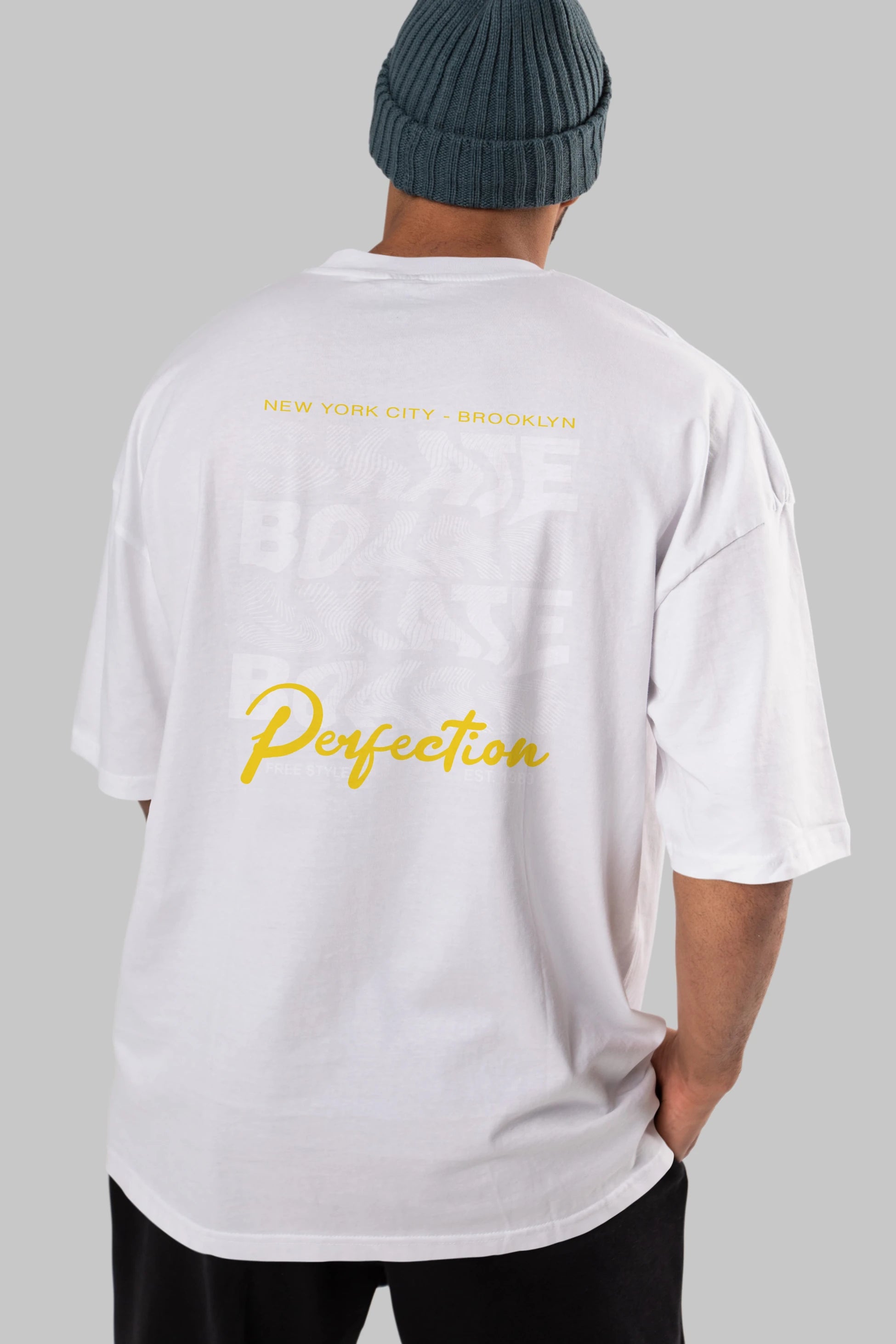 New York City and Brooklyn Arka Baskılı Oversize t-shirt Erkek Kadın Unisex