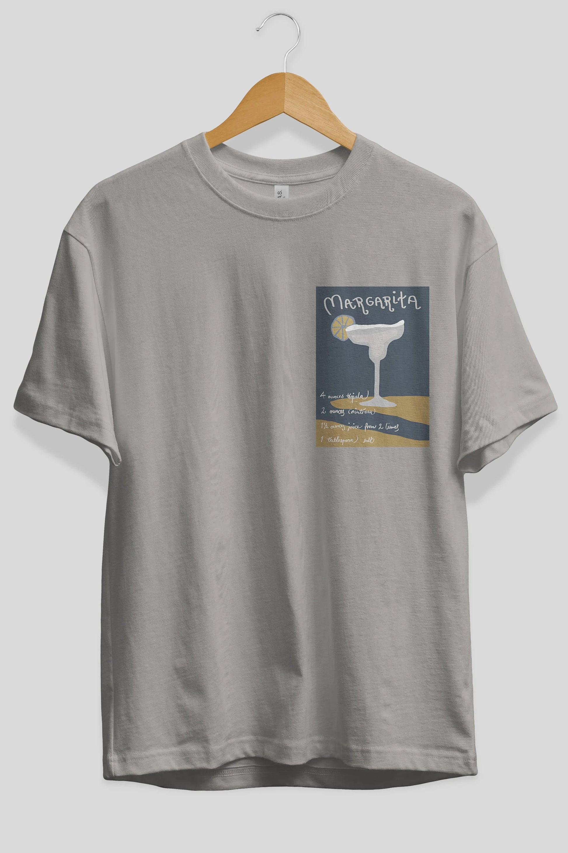 Margarita 2 Ön Sol Baskılı Oversize t-shirt Erkek Kadın Unisex %100 Pamuk Bisiklet Yaka tişort