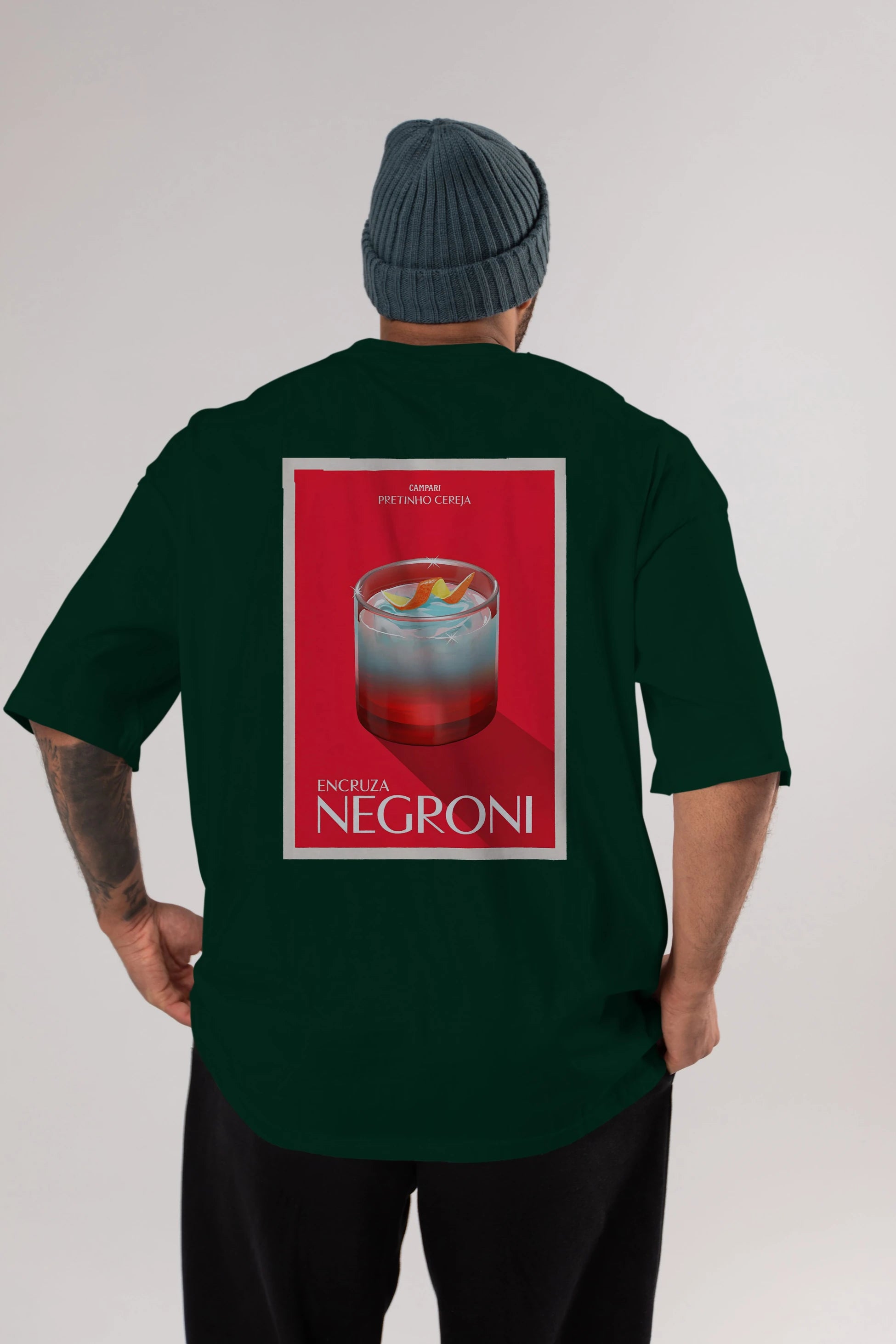 Encruza Negroni Arka Baskılı Oversize t-shirt Erkek Kadın Unisex %100 Pamuk Bisiklet Yaka tişort