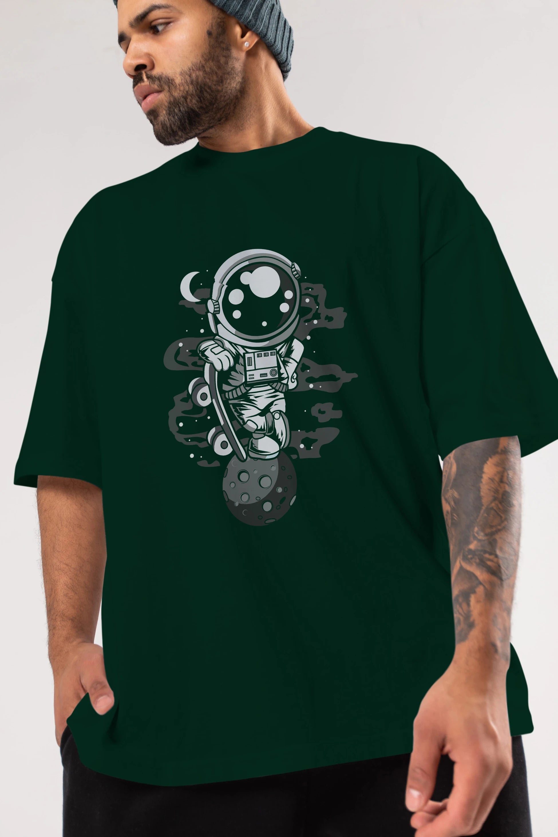 Astronaut Skater Boy Ön Baskılı Oversize t-shirt Erkek Kadın Unisex