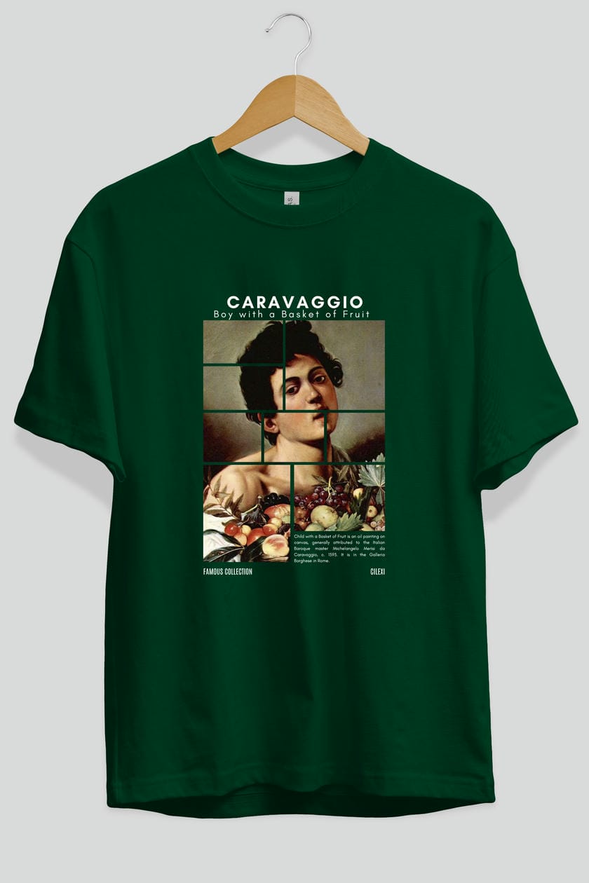 Caravaggio Boy ön Baskılı Oversize t-shirt Erkek Kadın Bisiklet Yaka Pamuk tişort