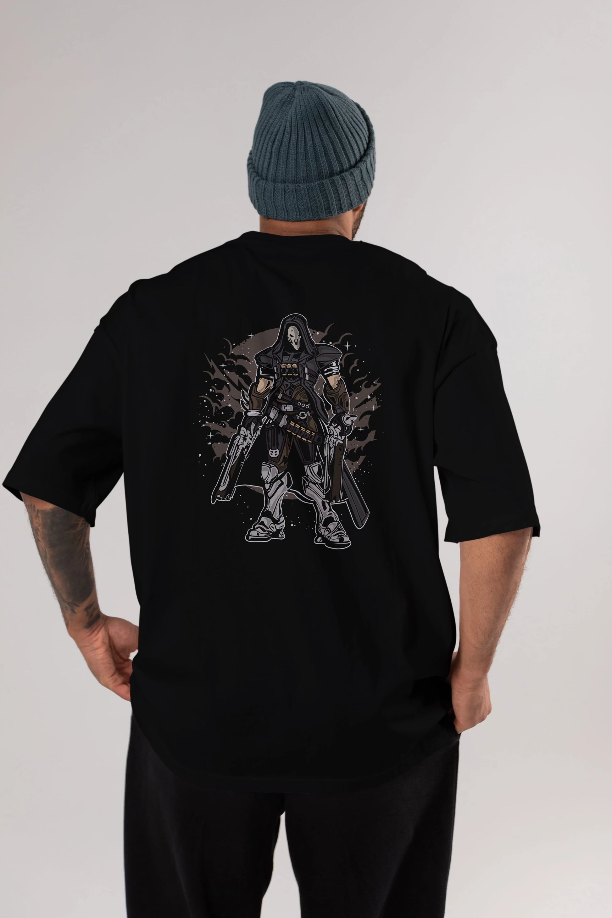 REAPER Arka Baskılı Oversize t-shirt Erkek Kadın Unisex %100 Pamuk