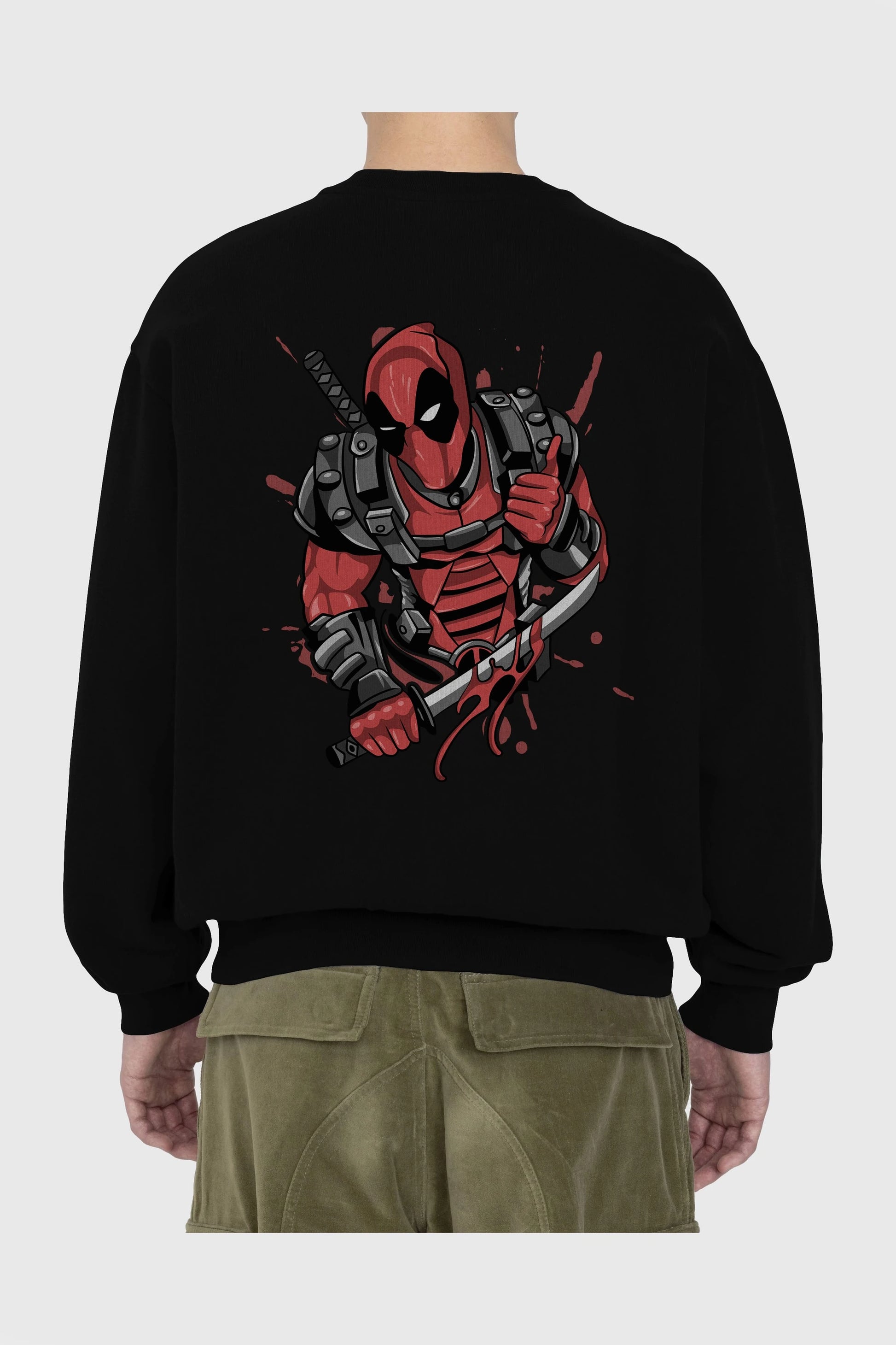Deadpool (12) Arka Baskılı Oversize Sweatshirt Erkek Kadın Unisex