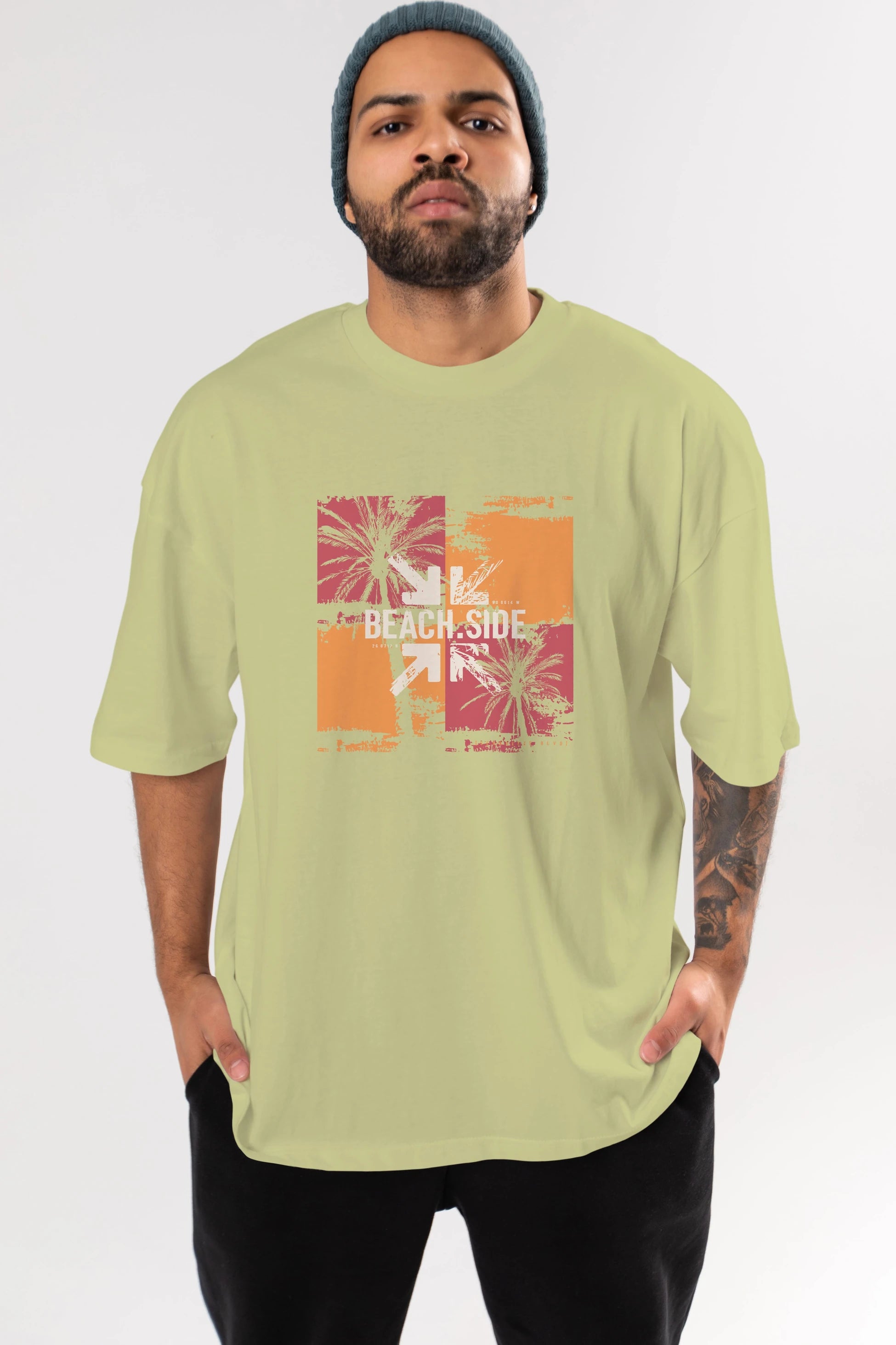 Beach Side Ön Baskılı Oversize t-shirt Erkek Kadın Unisex