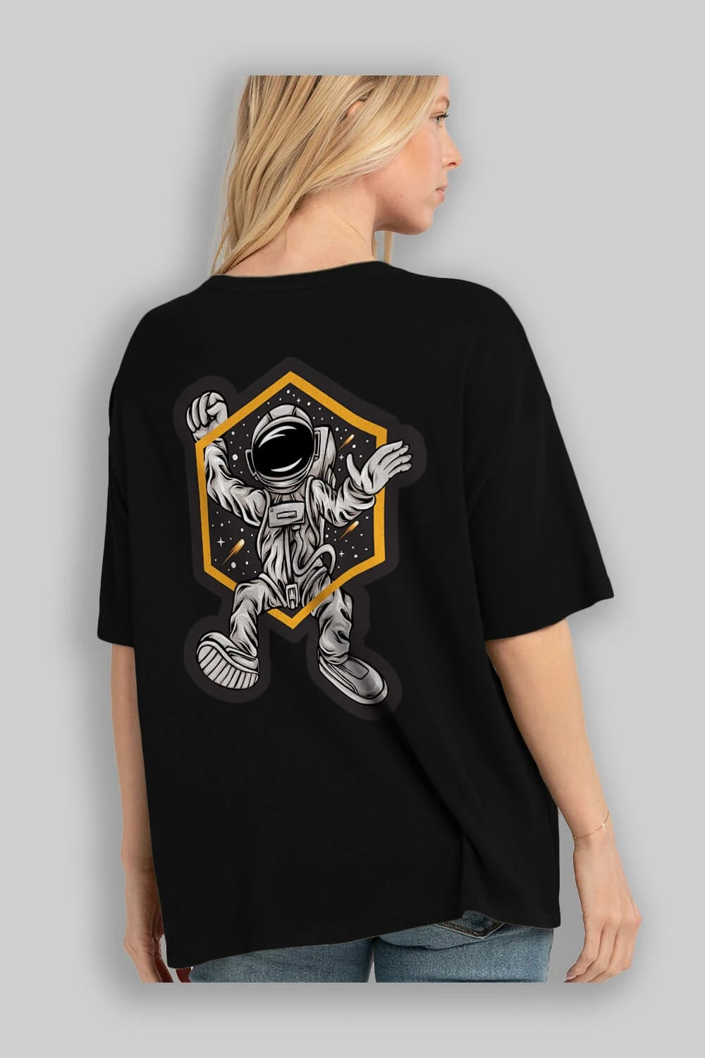 Astrofun Sticker Arka Baskılı Oversize t-shirt Erkek Kadın Unisex
