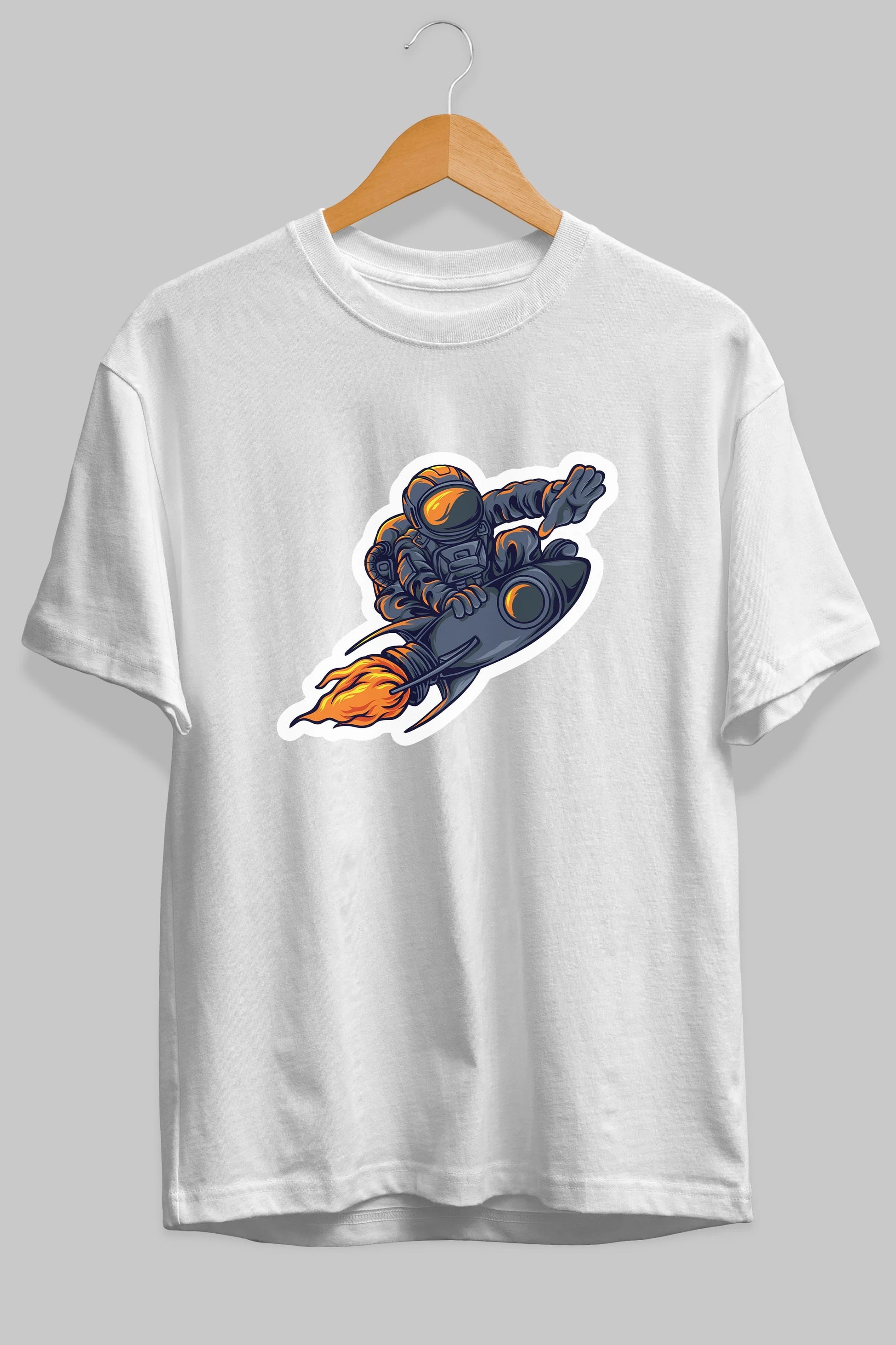 Astrocket Illustration Sticker Ön Baskılı Oversize t-shirt Erkek Kadın Unisex