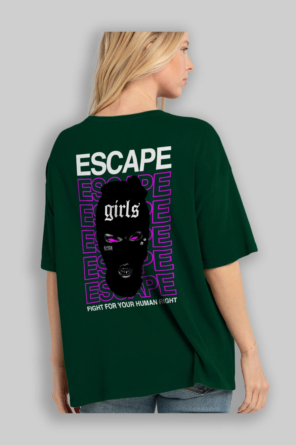 Escape Girl Arka Baskılı Oversize t-shirt Erkek Kadın Unisex