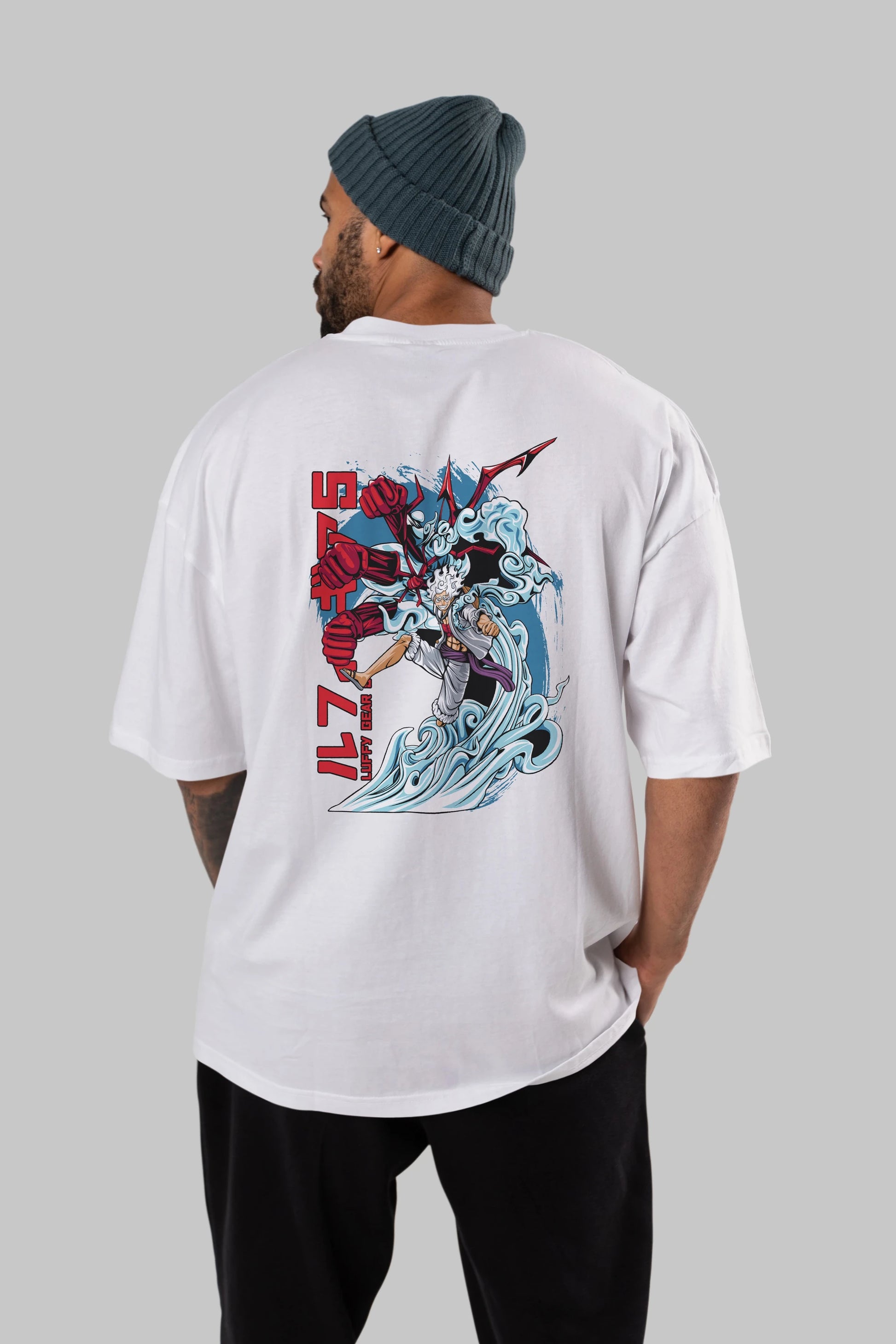 MONKEY D. LUFFY GEAR5 2 Anime Arka Baskılı Oversize t-shirt Erkek Kadın Unisex