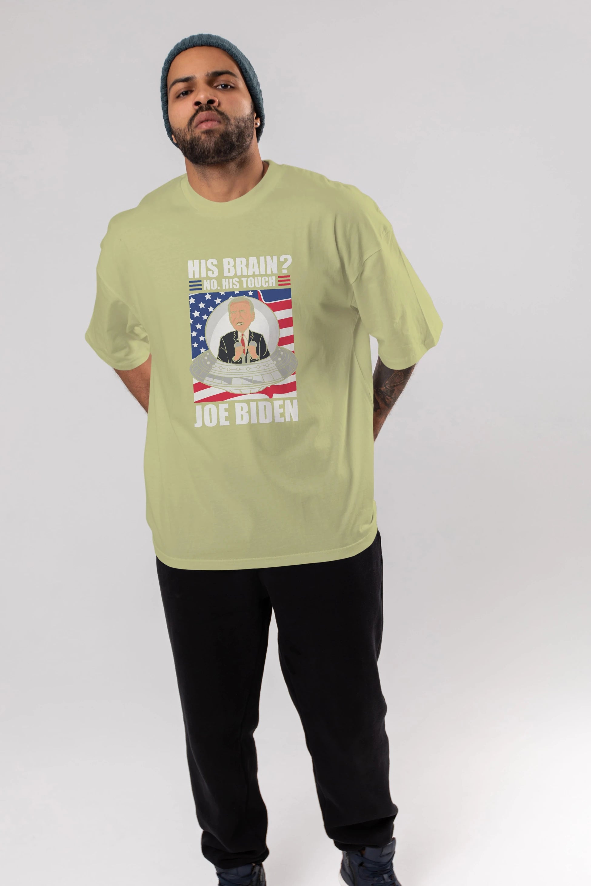 Alien Biden Ön Baskılı Oversize t-shirt Erkek Kadın Unisex %100 Pamuk tişort
