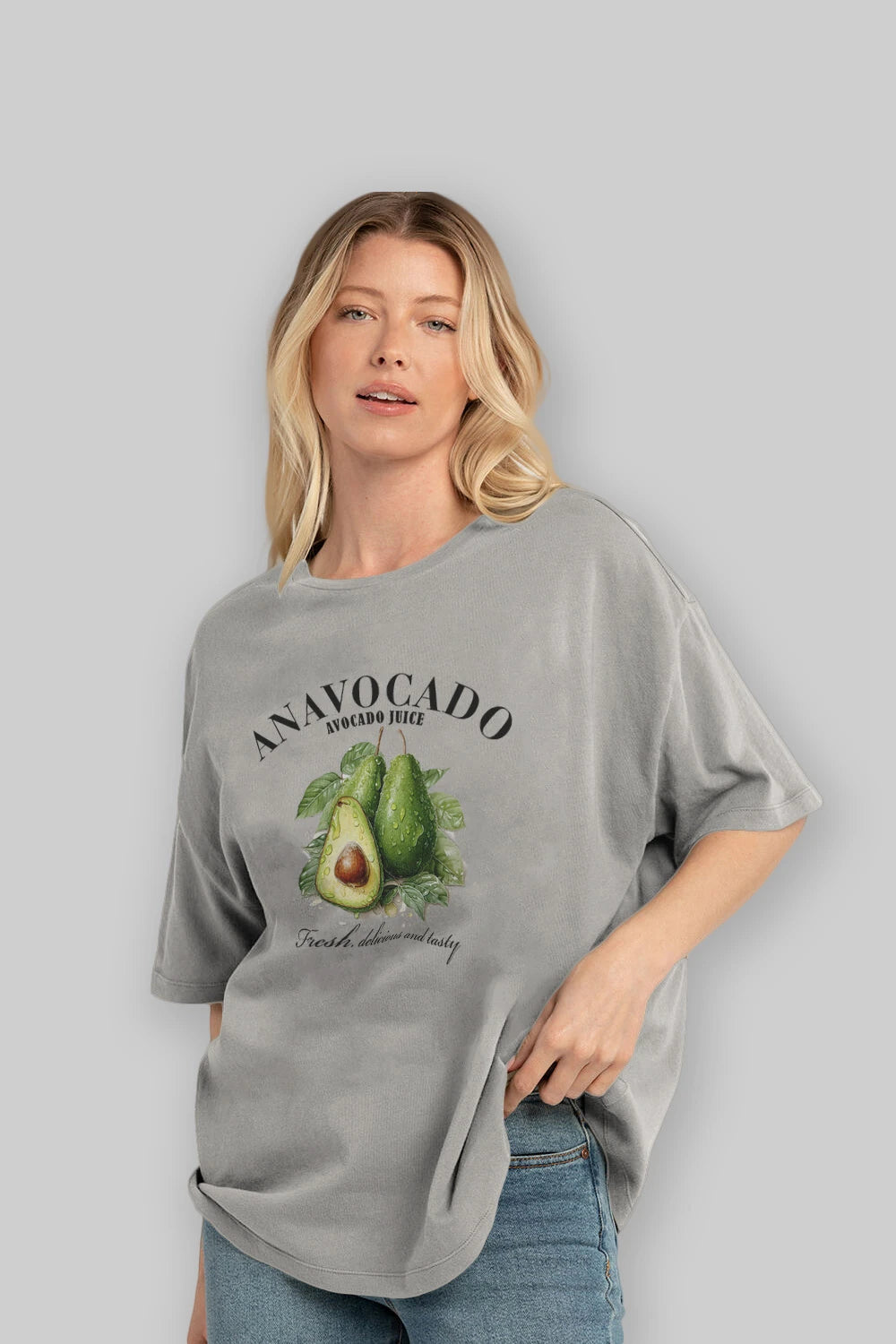 Avocado Avokado Ön Baskılı Oversize t-shirt Erkek Kadın Pamuk Bisiklet Yaka tişort