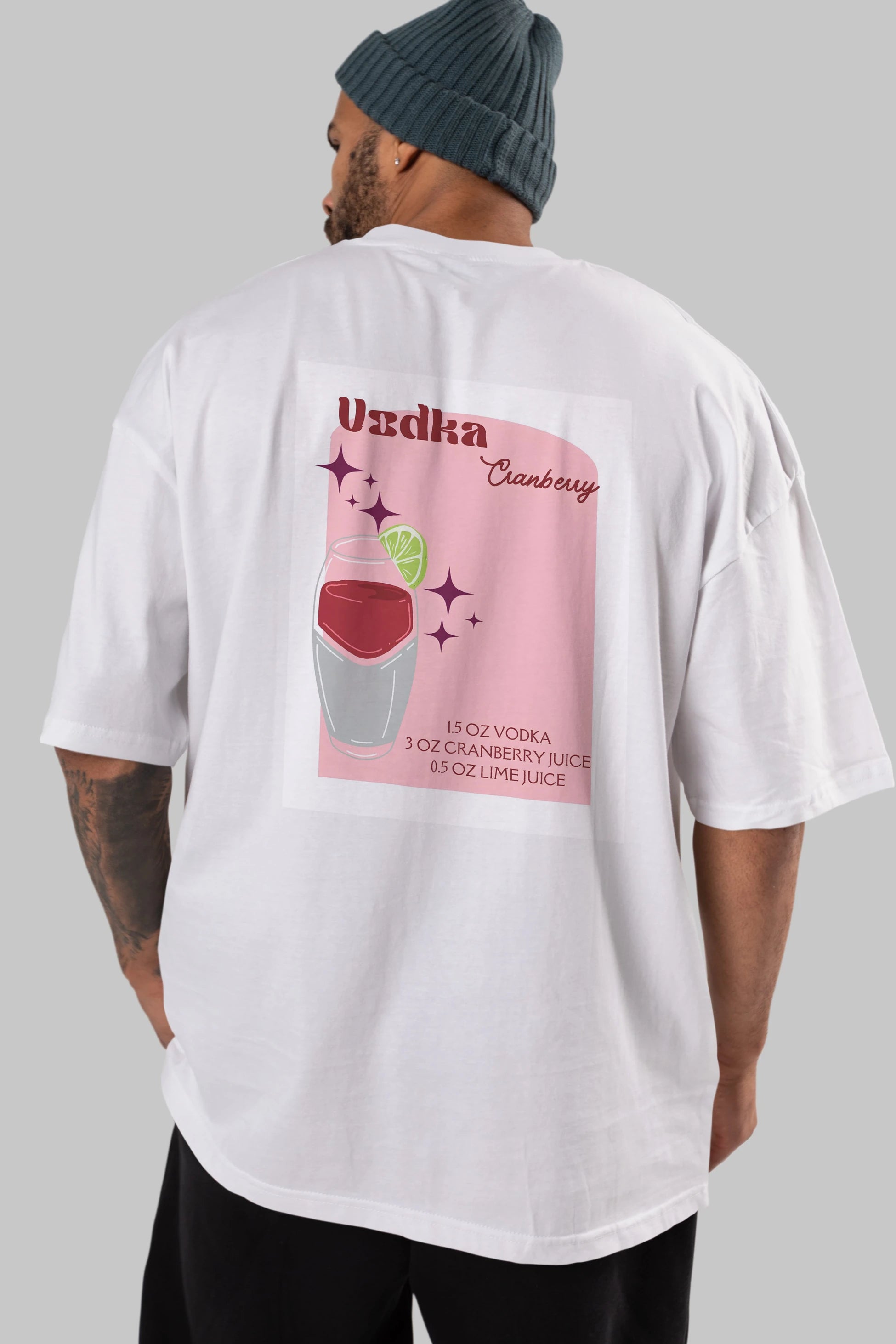 Vodka Cranberry 2 Arka Baskılı Oversize t-shirt Erkek Kadın Unisex %100 Pamuk Bisiklet Yaka tişort
