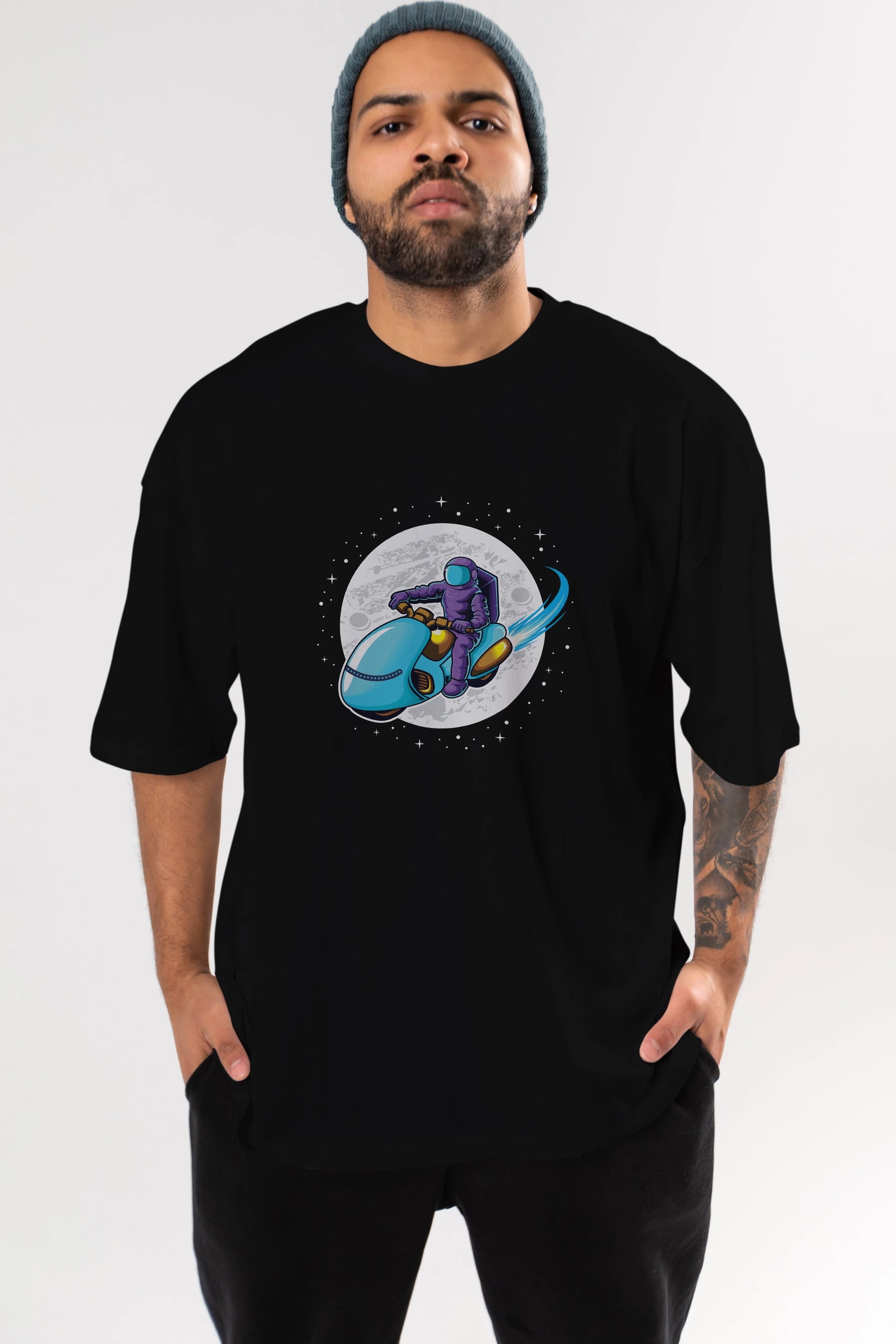 Astrorider in Space Ön Baskılı Oversize t-shirt Erkek Kadın Unisex