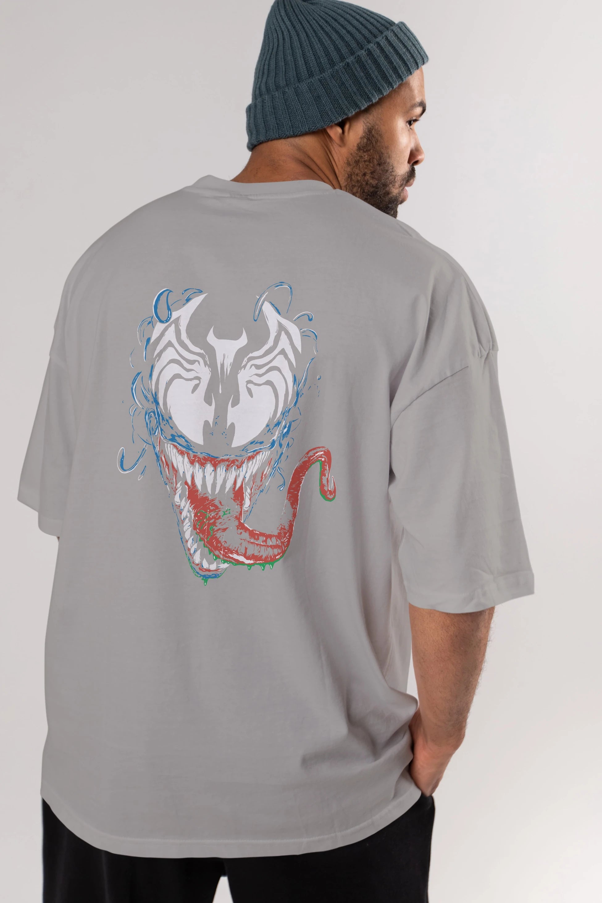 Venom (2) Arka Baskılı Oversize t-shirt Erkek Kadın Unisex %100 Pamuk Bisiklet Yaka tişort
