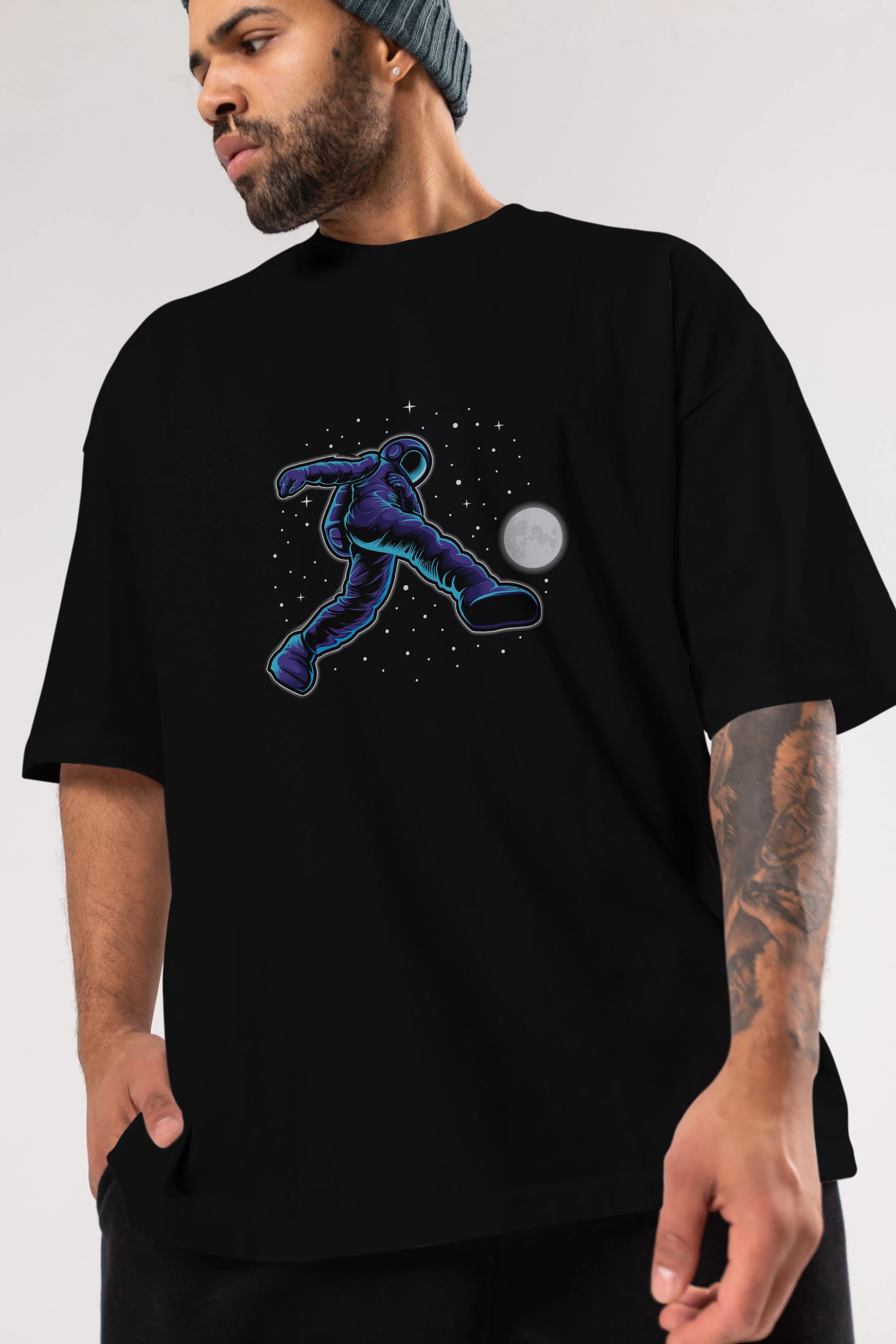 Astroball in Space Ön Baskılı Oversize t-shirt Erkek Kadın Unisex