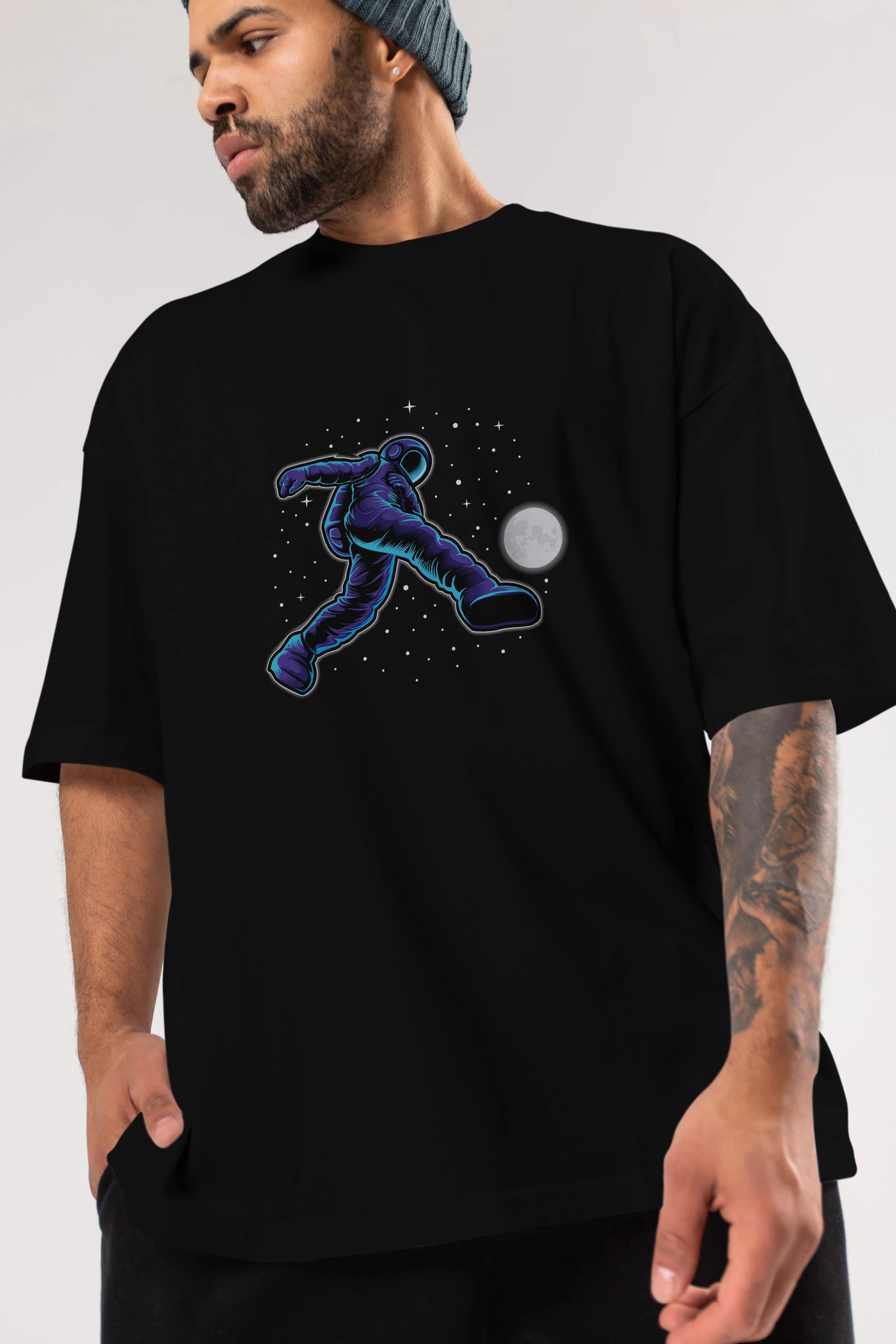 Astroball in Space Ön Baskılı Oversize t-shirt Erkek Kadın Unisex