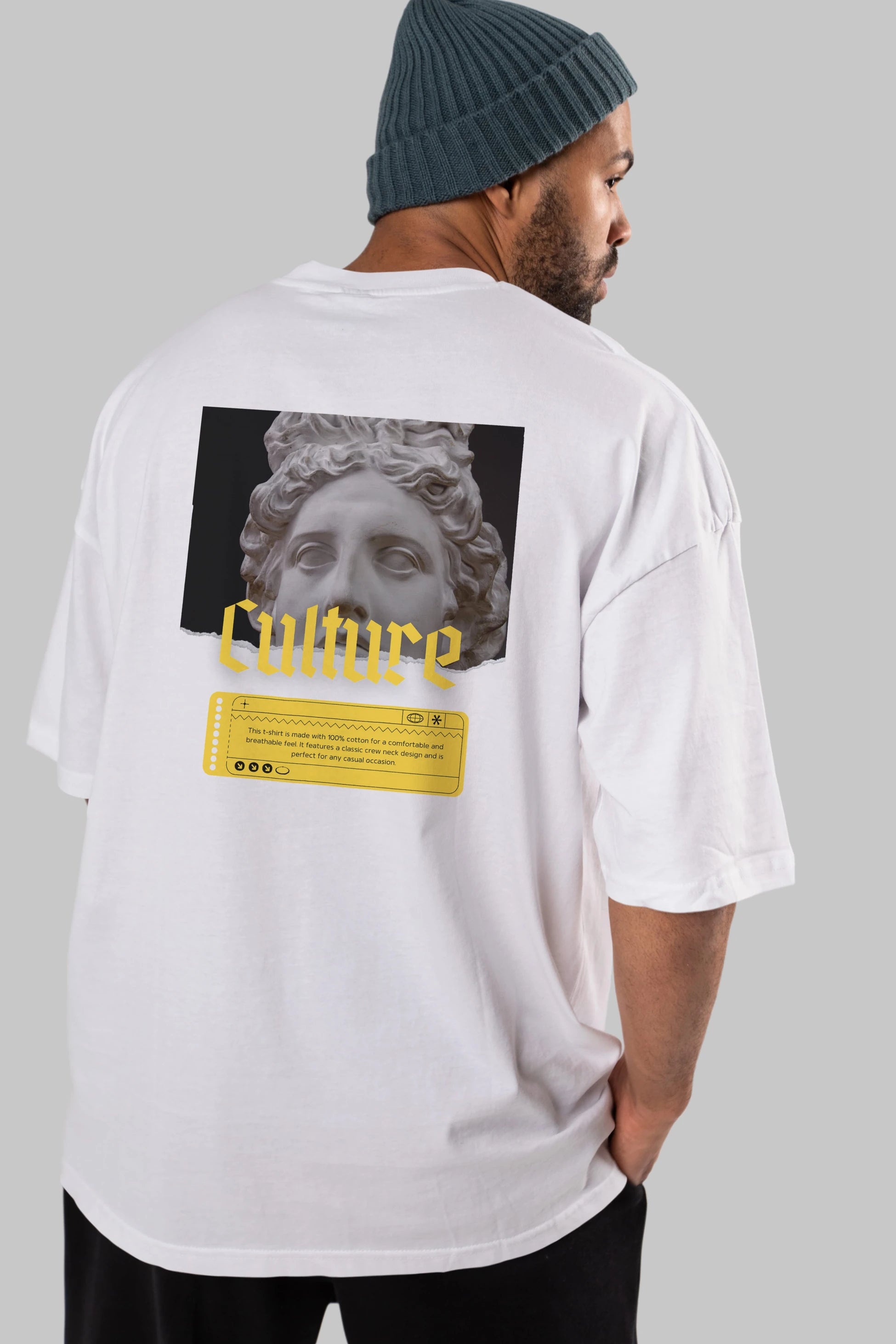 Culture Yazılı Arka Baskılı Oversize t-shirt Erkek Kadın Unisex
