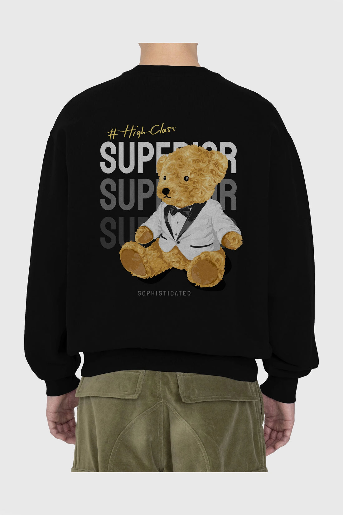 Teddy Bear Superior Arka Baskılı Oversize Sweatshirt Erkek Kadın Unisex