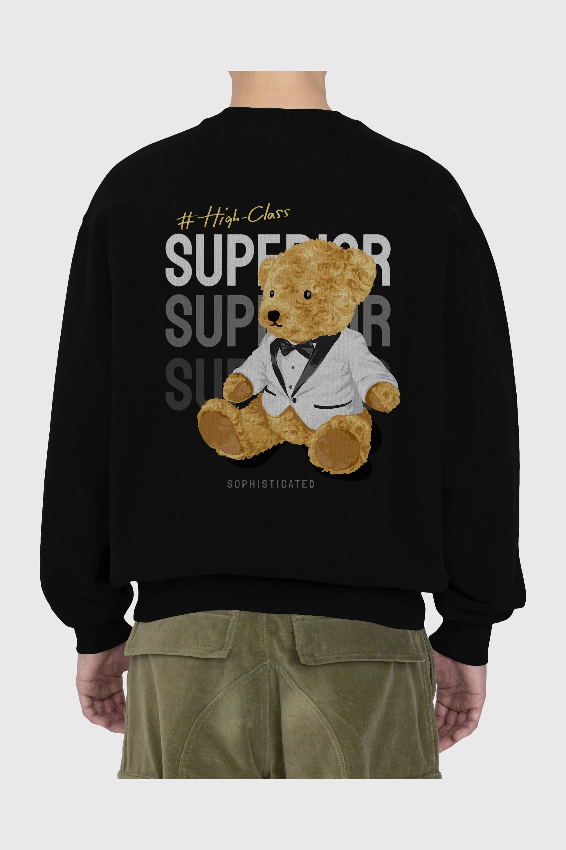 Teddy Bear Superior Arka Baskılı Oversize Sweatshirt Erkek Kadın Unisex