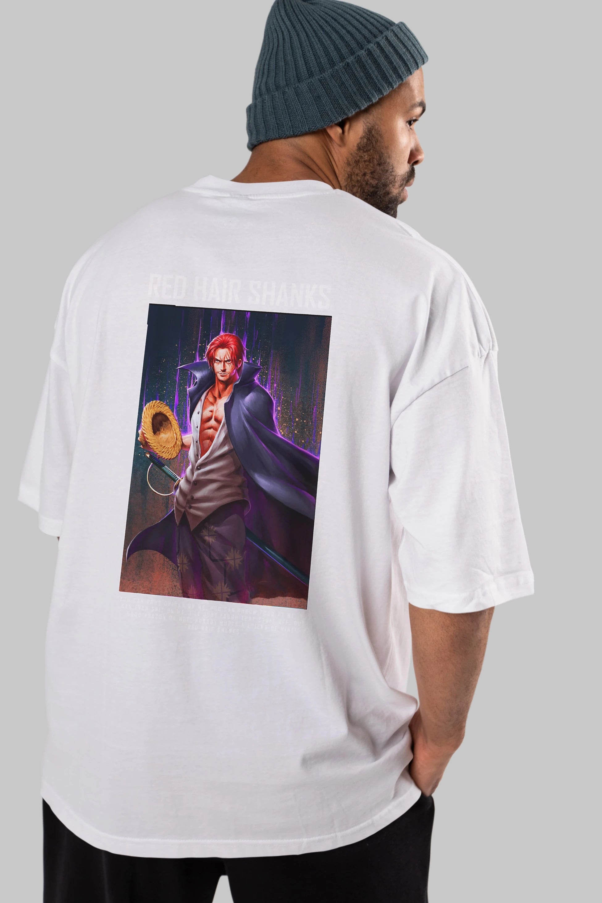 Shanks Anime Arka Baskılı Oversize t-shirt Erkek Kadın Unisex %100 pamuk tişort