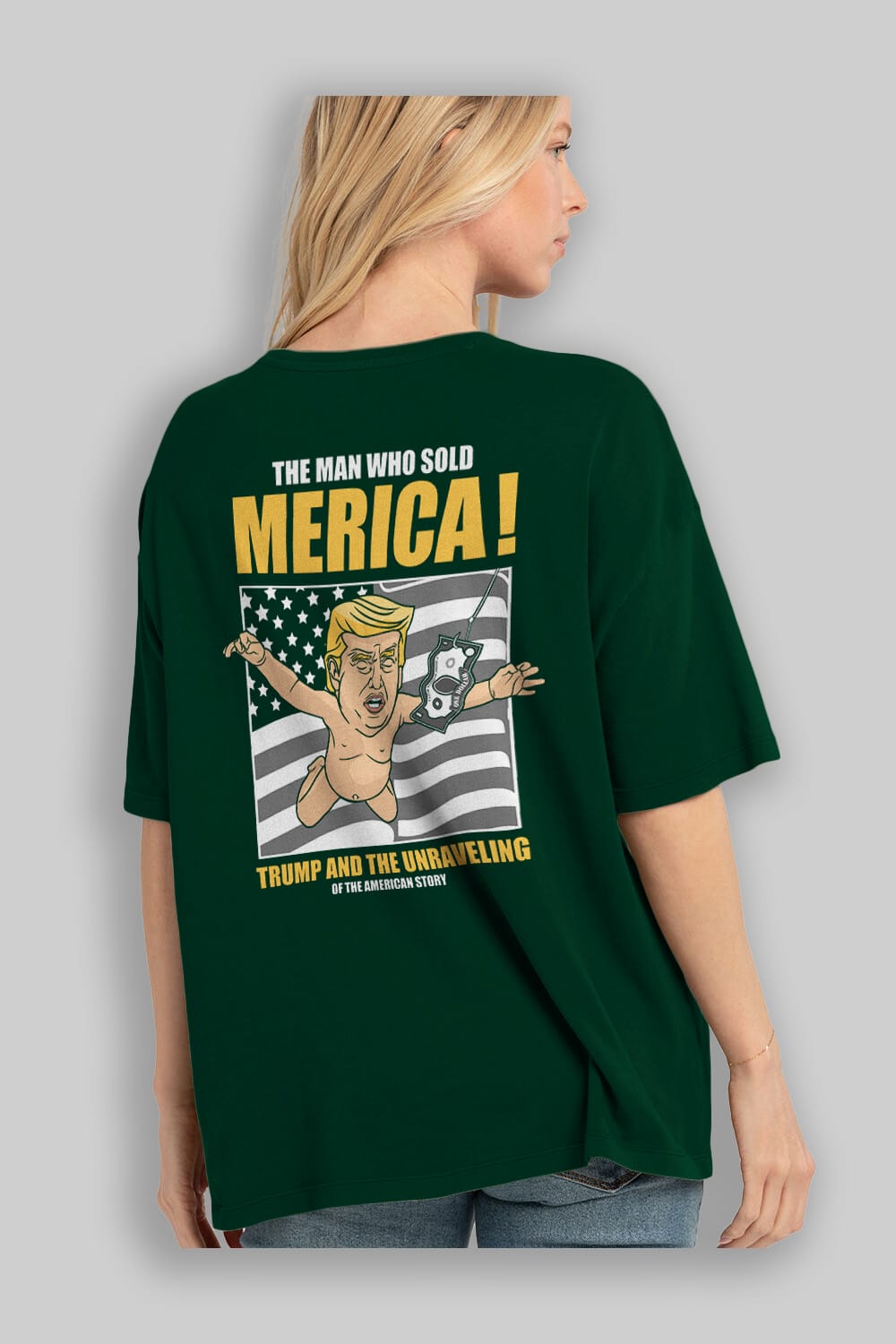 Trump Nirvana Arka Baskılı Oversize t-shirt Erkek Kadın Unisex %100 Pamuk tişort