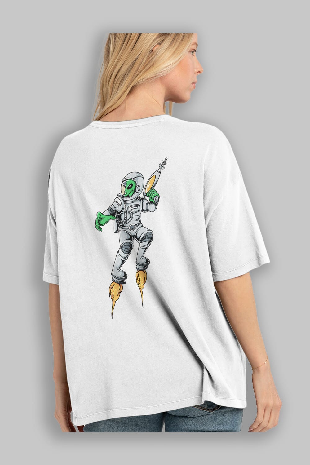 Alien Wars Sticker Arka Baskılı Oversize t-shirt Erkek Kadın Unisex