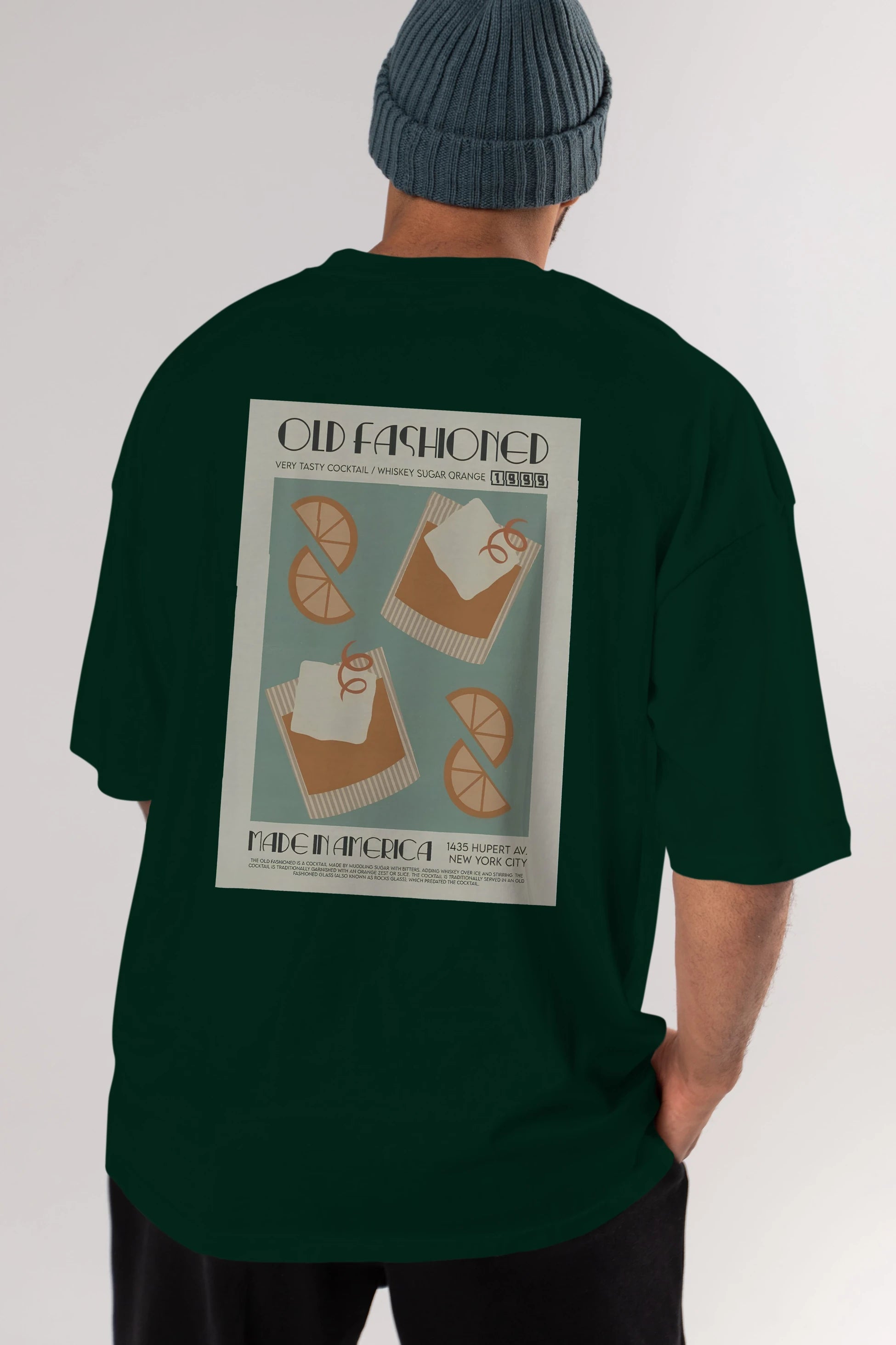 Old Fashioned 2 Arka Baskılı Oversize t-shirt Erkek Kadın Unisex %100 Pamuk Bisiklet Yaka tişort