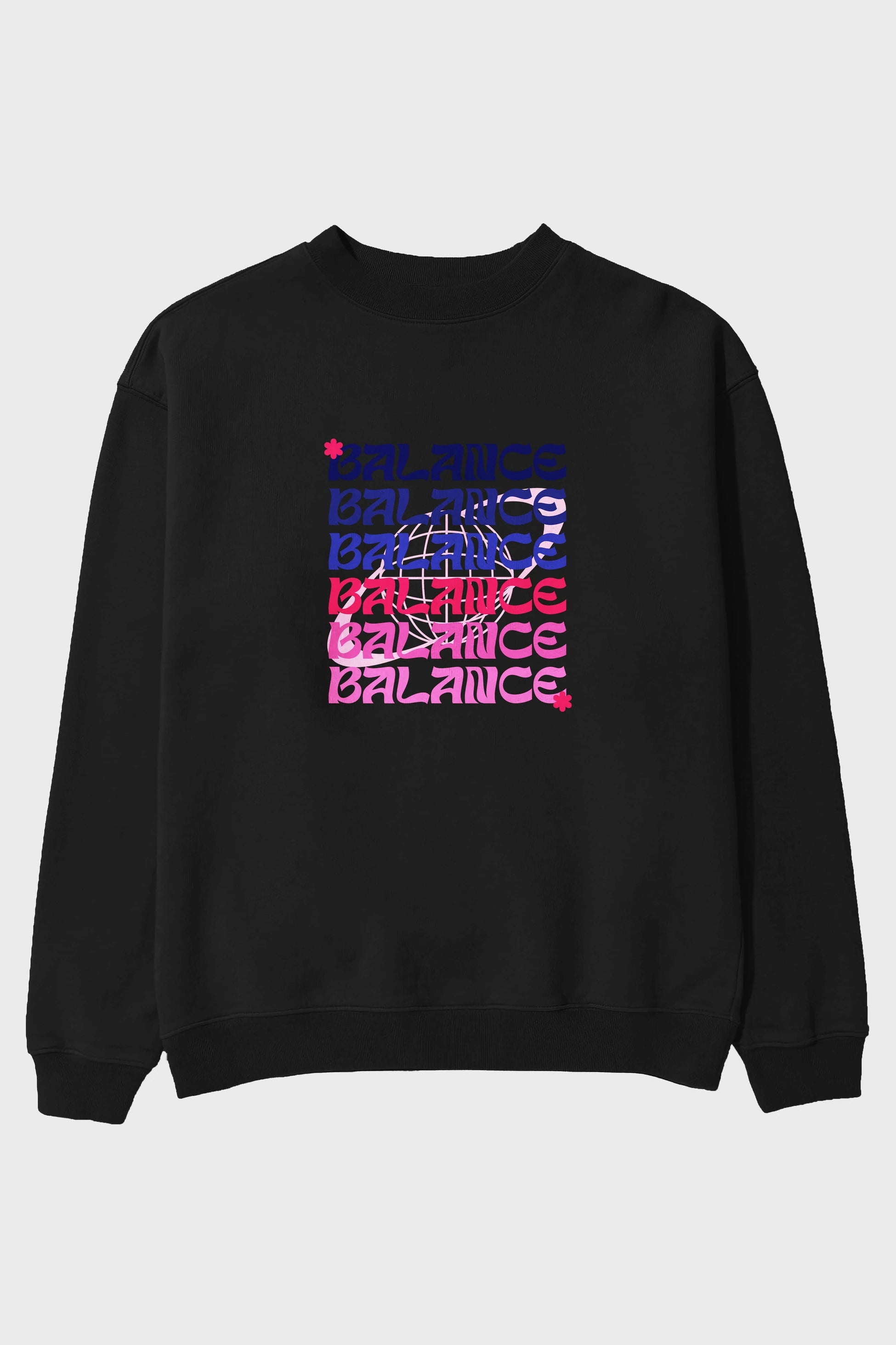 Balance Yazılı Ön Baskılı Oversize Sweatshirt Erkek Kadın Unisex