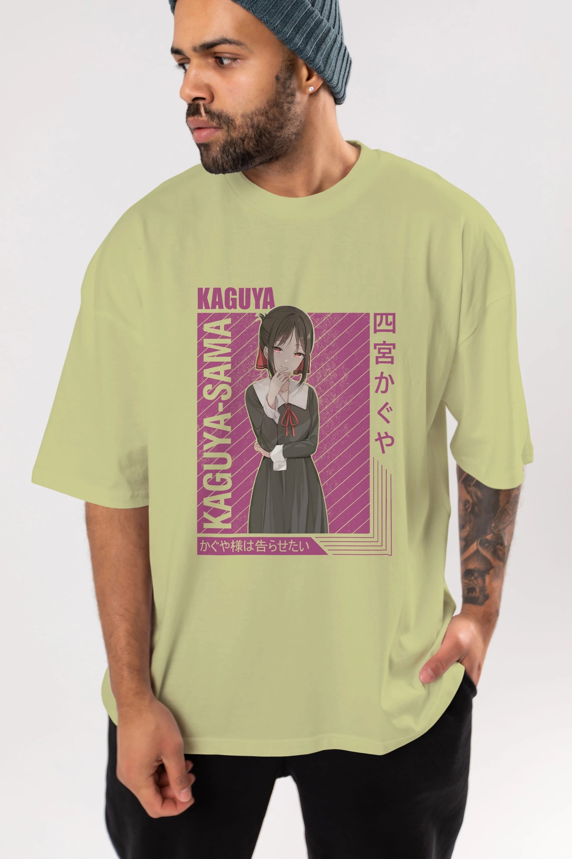 Kaguya Shinomiya 4 1 Anime Ön Baskılı Oversize t-shirt %100 pamuk Erkek Kadın Unisex