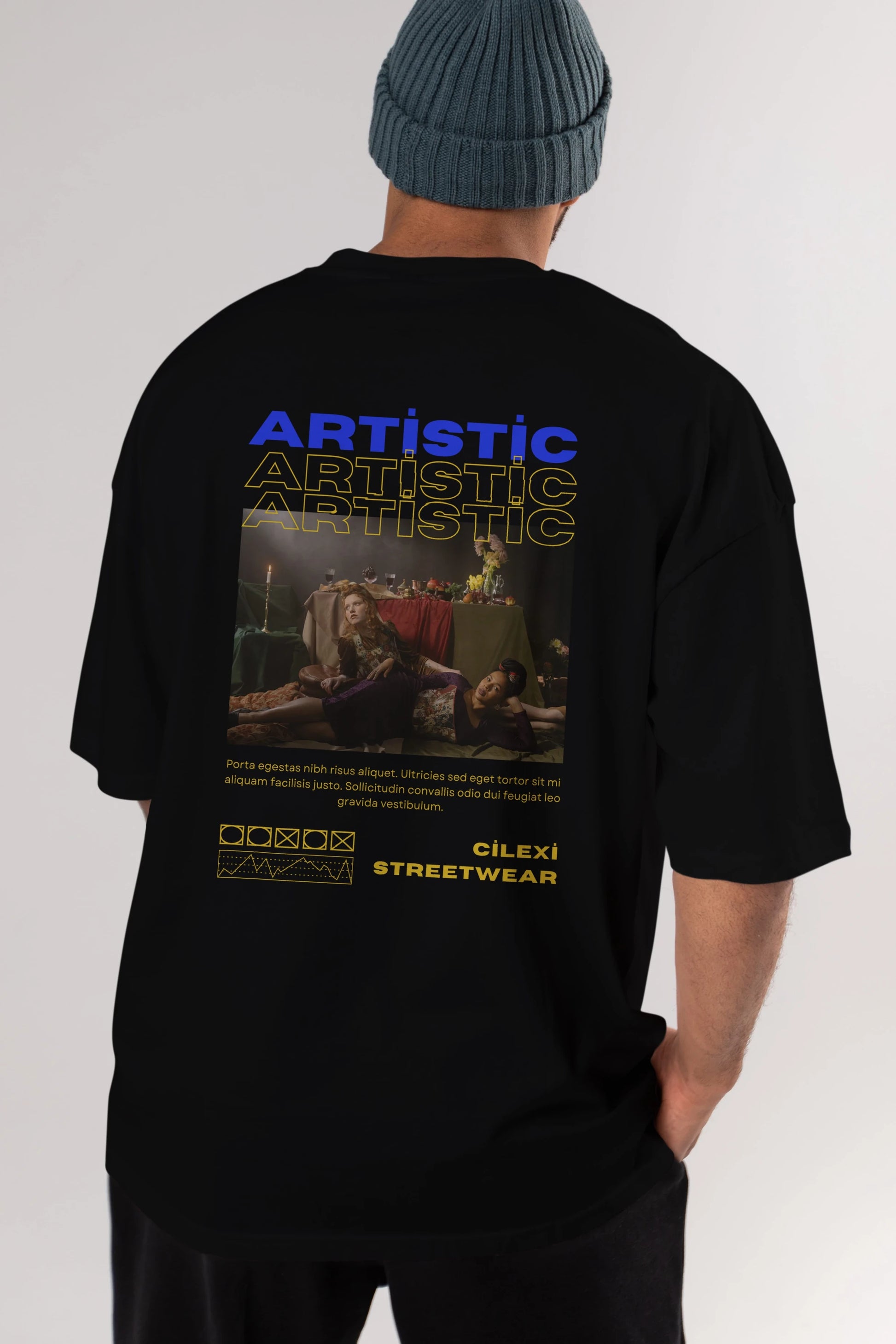 Artistic Yazılı Streetwear Arka Baskılı Oversize t-shirt Erkek Kadın Unisex