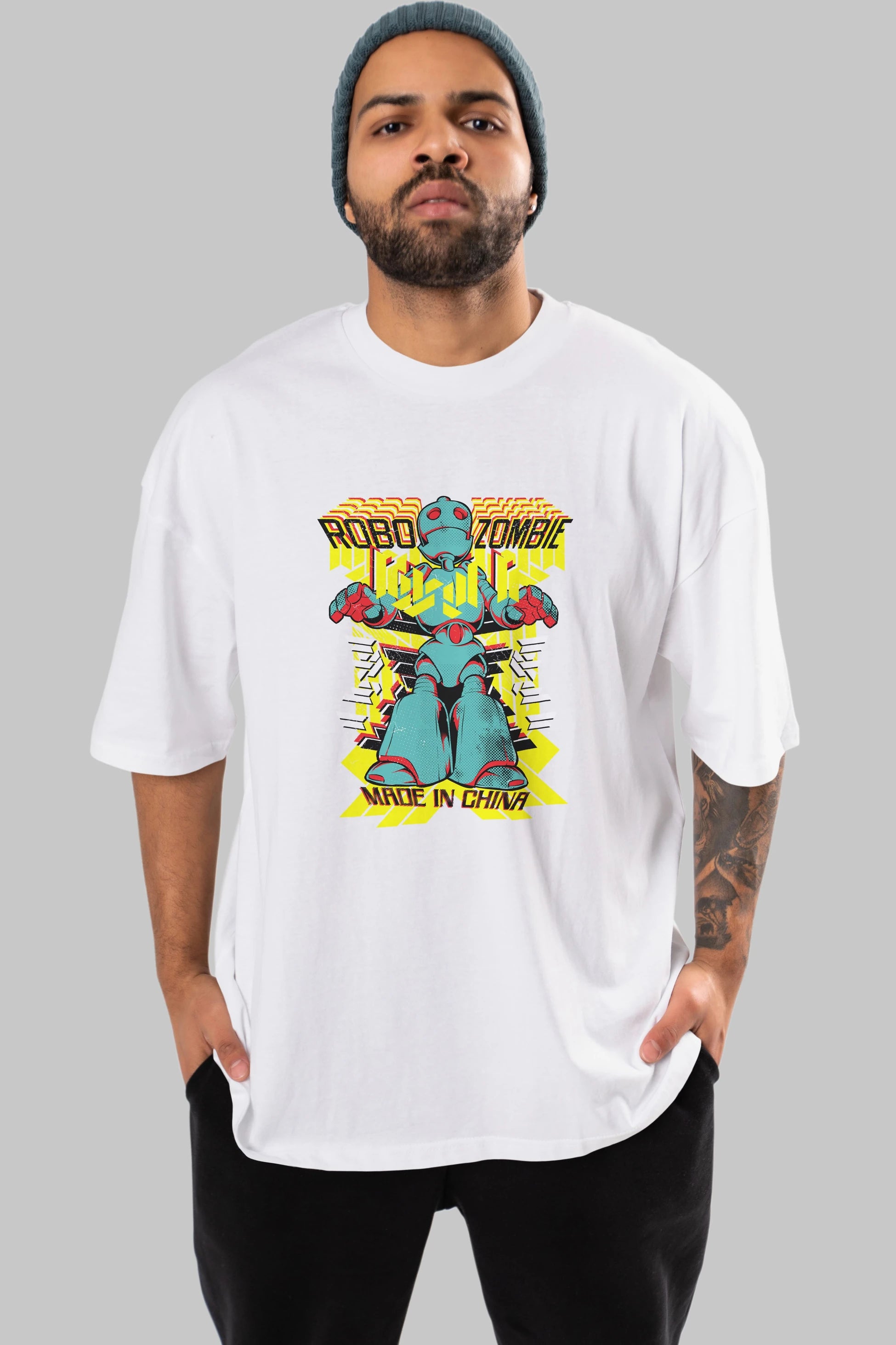 Robo Zombie Ön Baskılı Oversize t-shirt Erkek Kadın Unisex