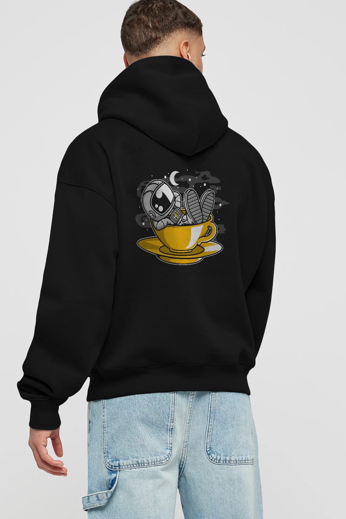 Astronaut Relax Arka Baskılı Hoodie Oversize Kapüşonlu Sweatshirt Erkek Kadın Unisex