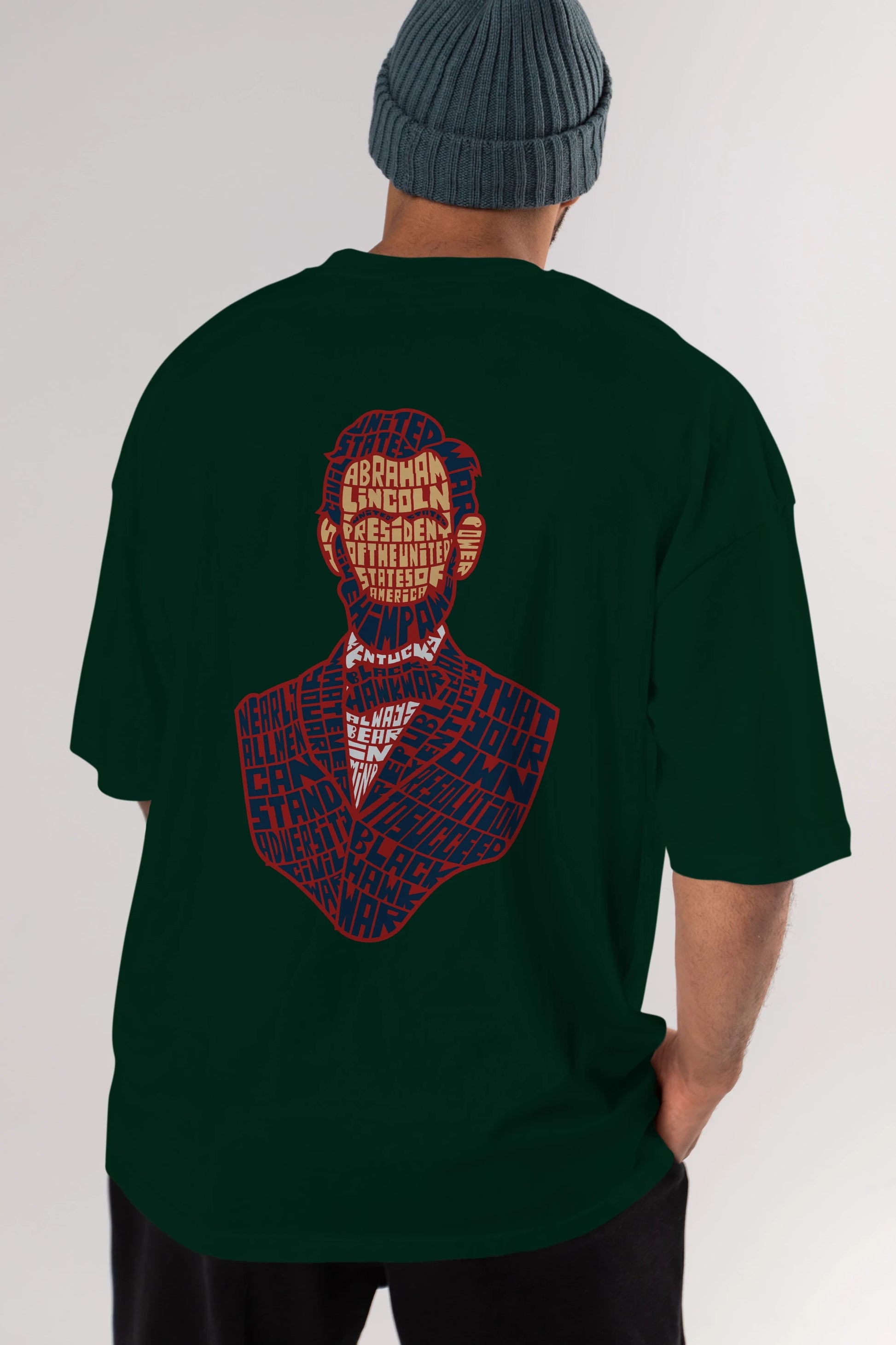Abraham Lincoln Arka Baskılı Oversize t-shirt %100 pamuk Erkek Kadın Unisex