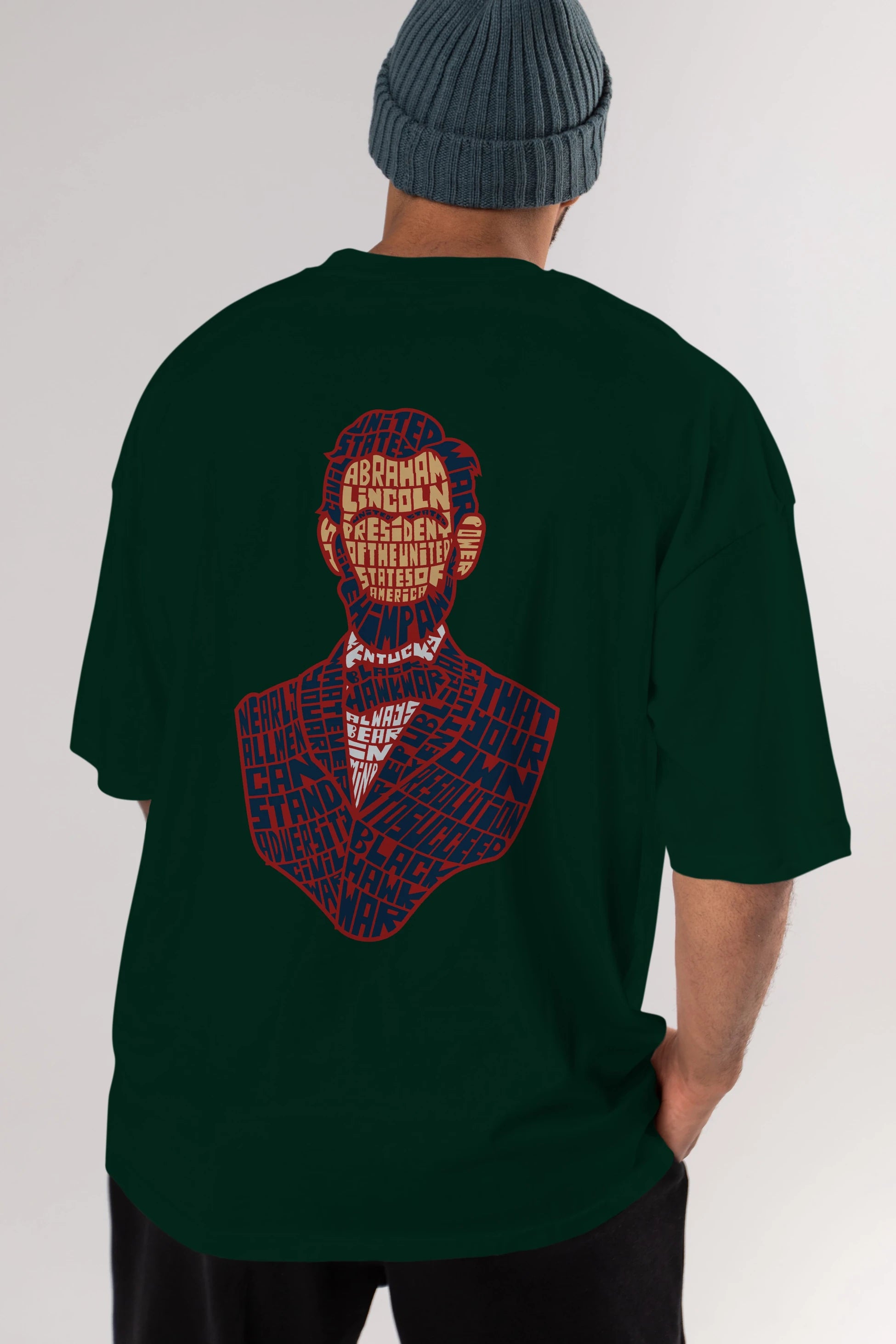 Abraham Lincoln Arka Baskılı Oversize t-shirt %100 pamuk Erkek Kadın Unisex