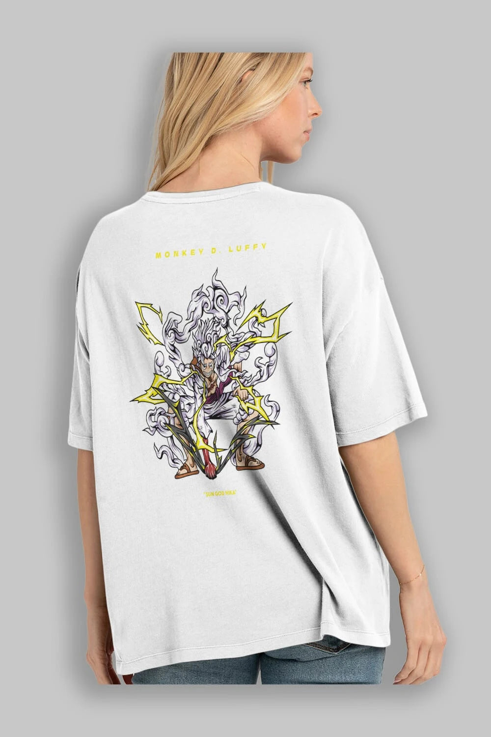 Monkey D. Luffy GEAR5 1 Anime Arka Baskılı Oversize t-shirt Erkek Kadın Unisex