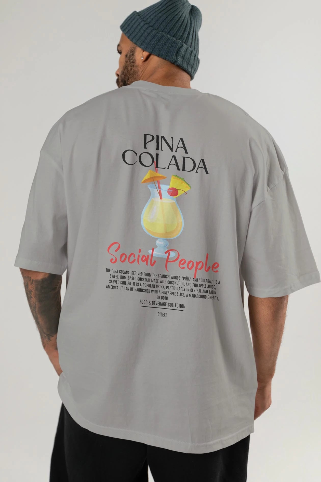 Pına Colada Kokteyl Serisi Baskılı Oversize t-shirt Erkek Kadın Unisex %100 Pamuk Bisiklet Yaka tişort