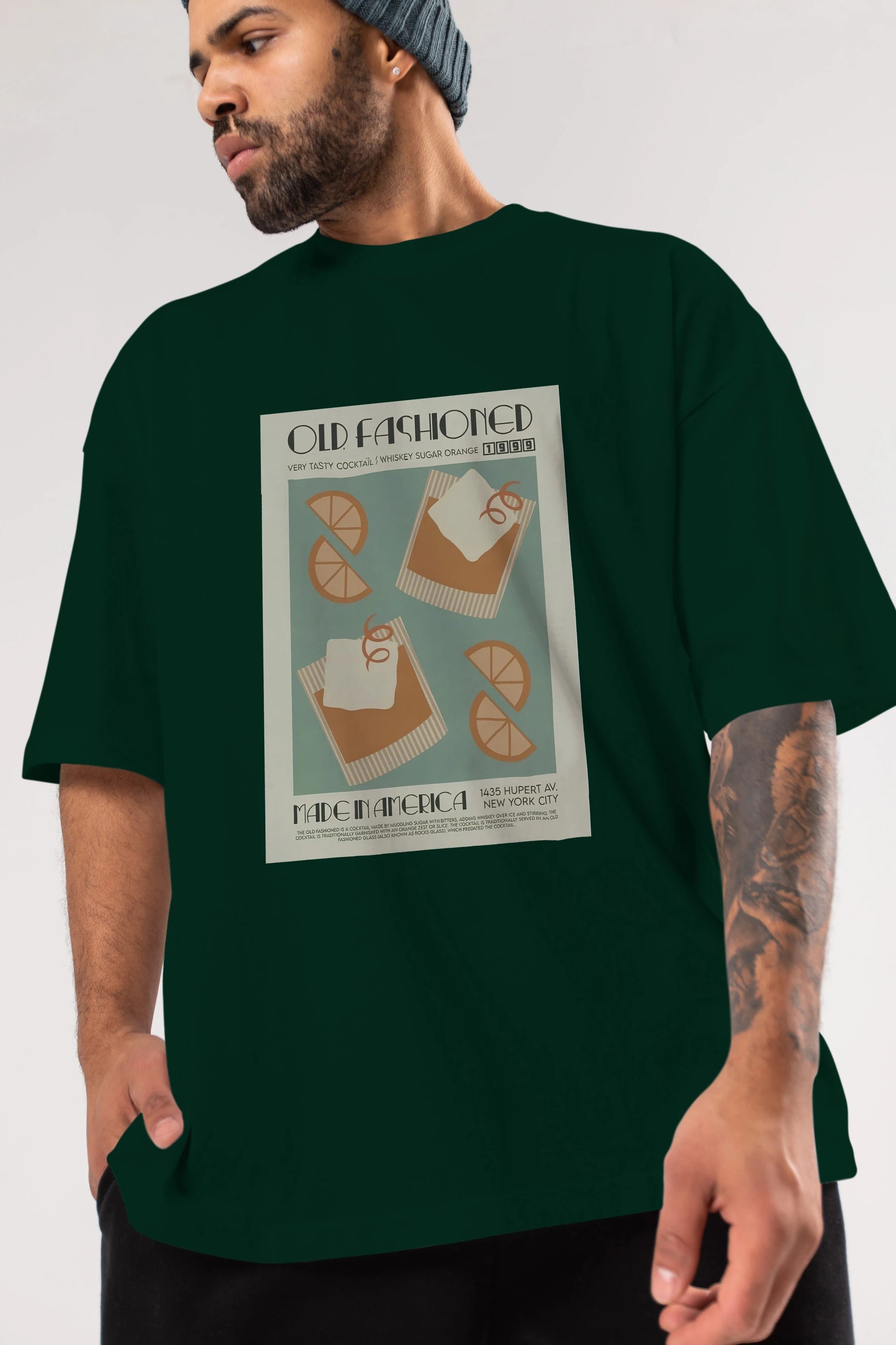 Old Fashioned 2 Ön Baskılı Oversize t-shirt Erkek Kadın Unisex %100 Pamuk Bisiklet Yaka tişort