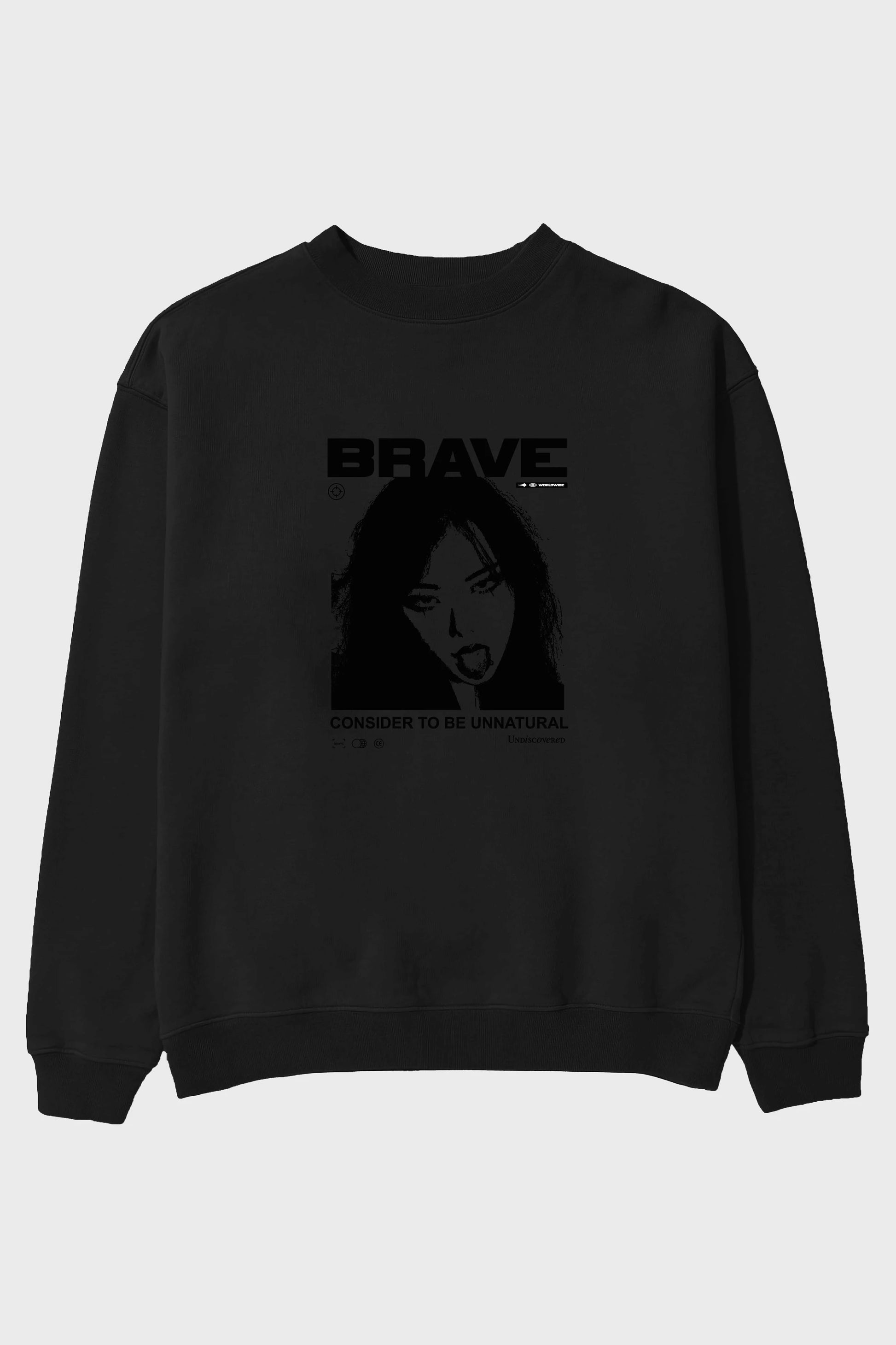 Brave Ön Baskılı Oversize Sweatshirt Erkek Kadın Unisex