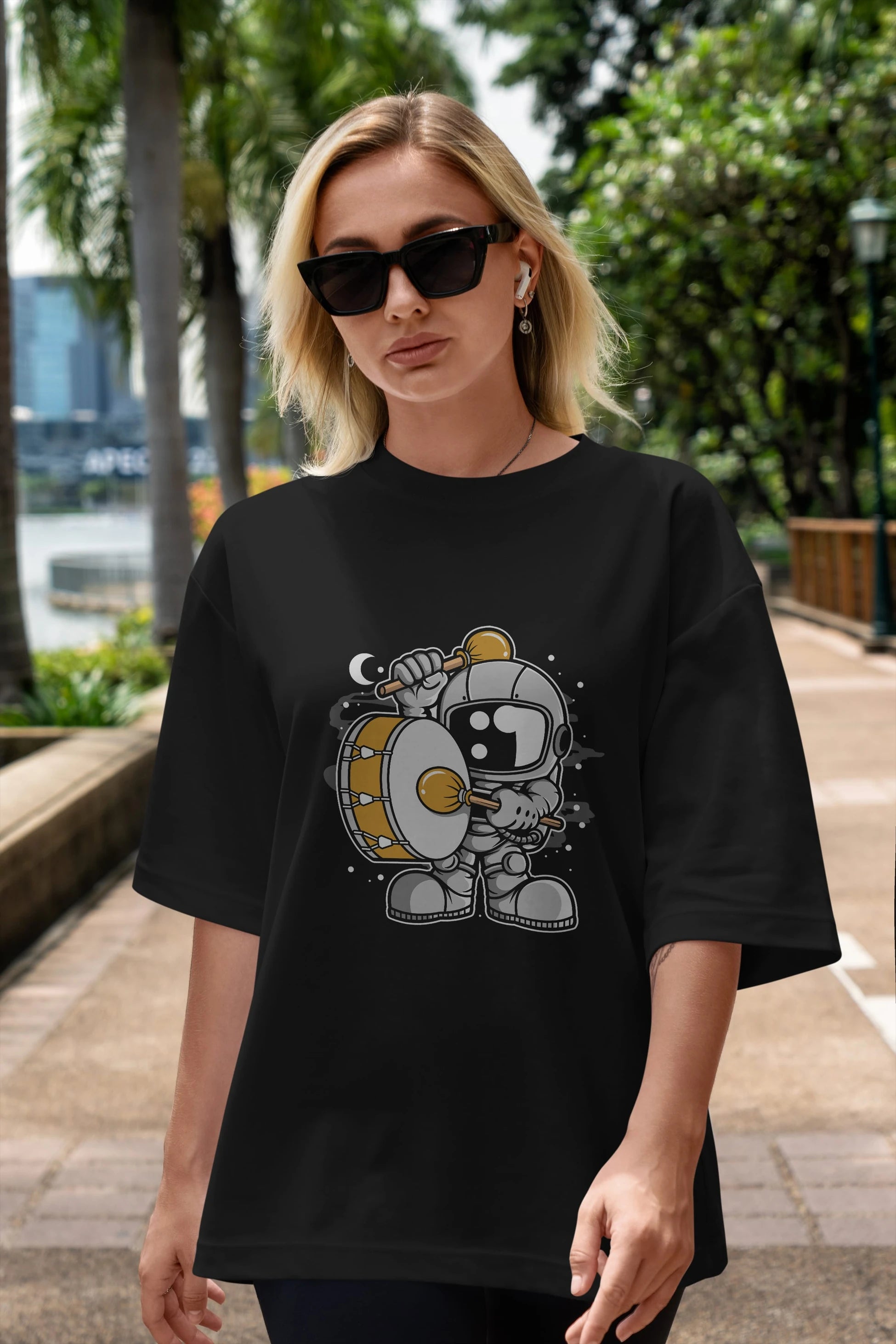 Astronaut Marching Band Ön Baskılı Oversize t-shirt Erkek Kadın Unisex