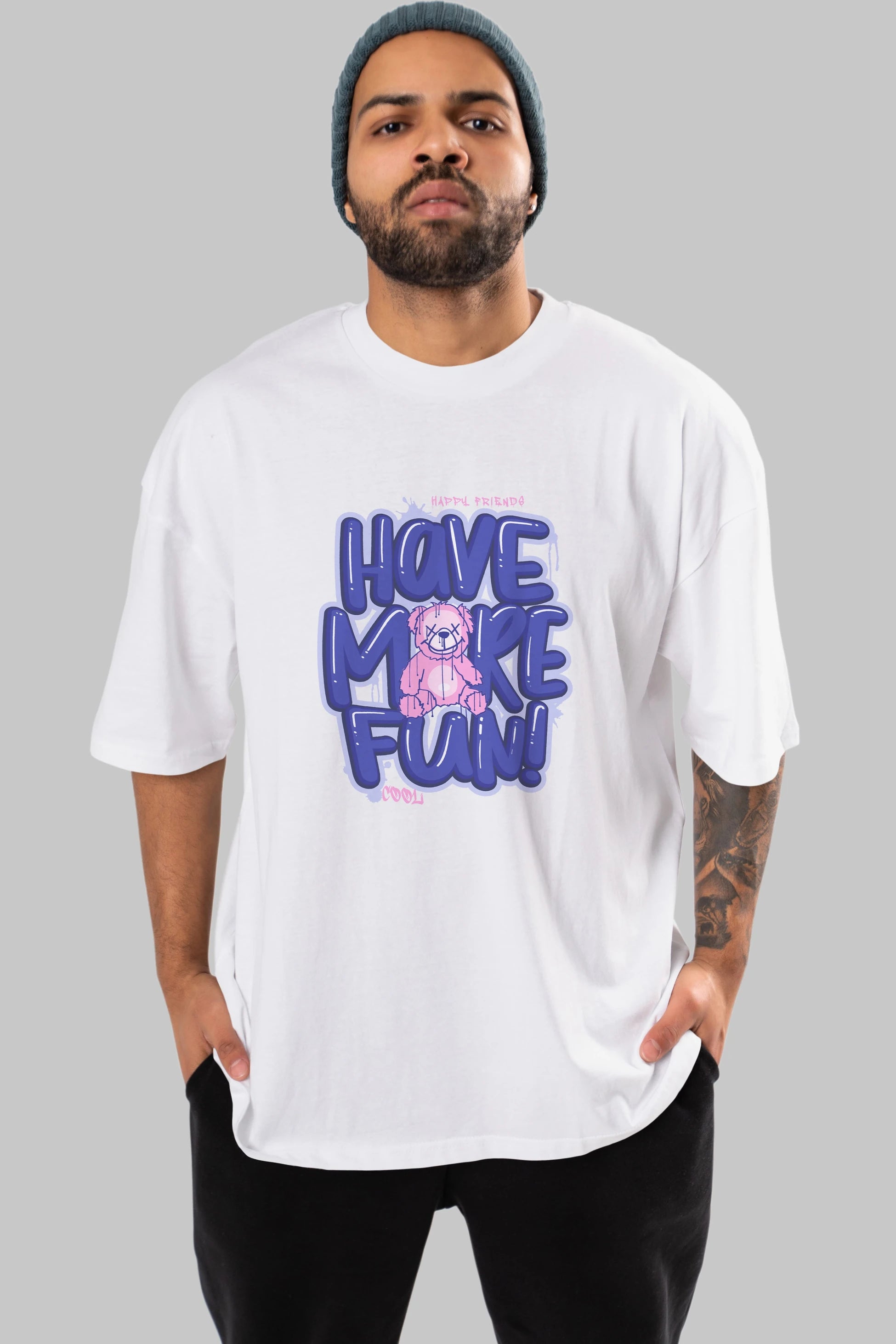 Have More Fun Bear Ön Baskılı Oversize t-shirt Erkek Kadın Unisex