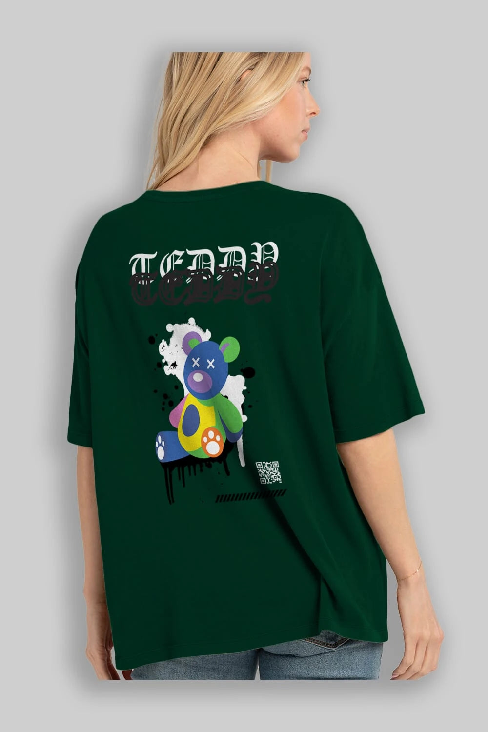 Teddy Bear Arka Baskılı Oversize t-shirt Erkek Kadın Unisex