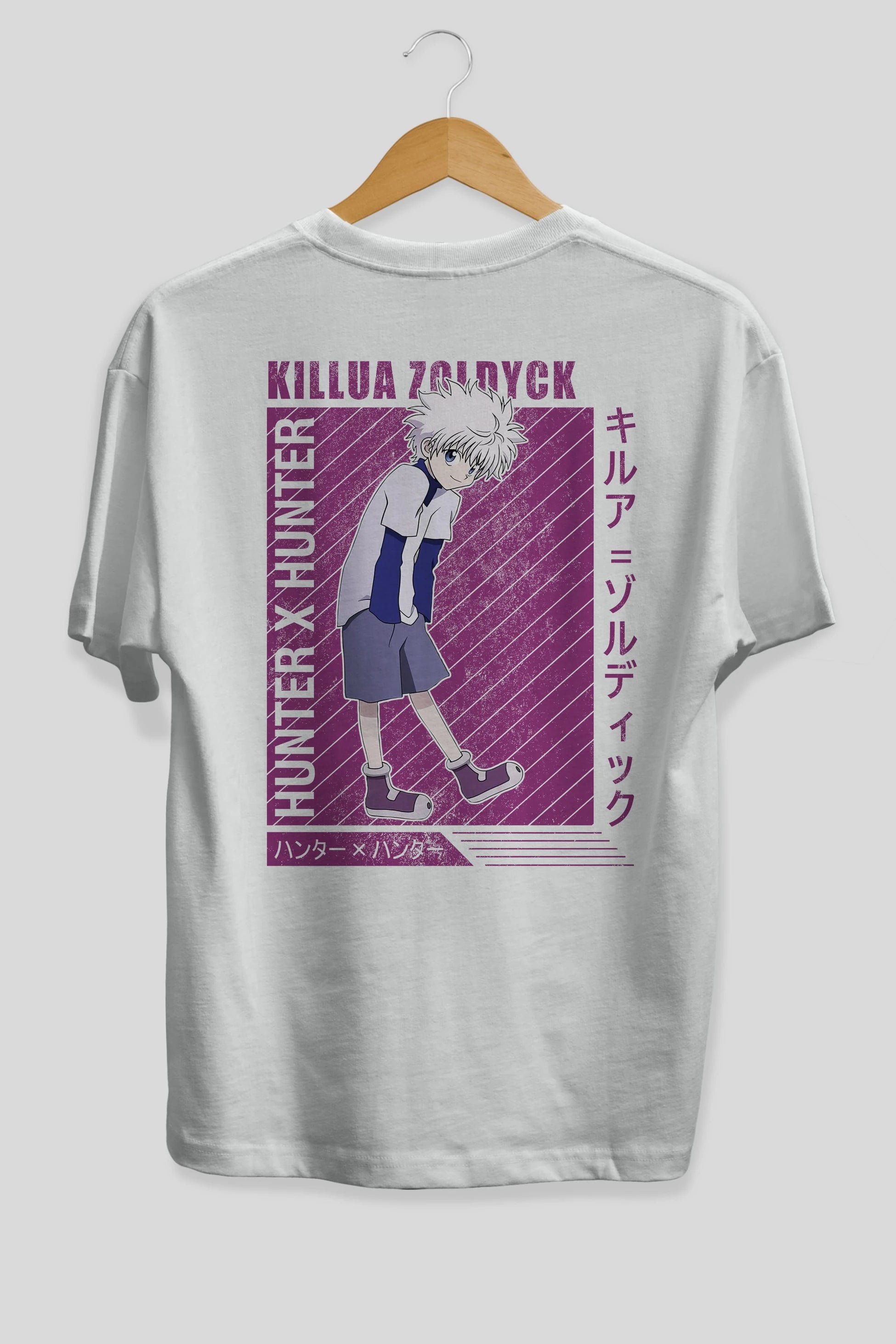 Killua Zoldyck 3 1 Anime Arka Baskılı Oversize t-shirt Erkek Kadın Unisex