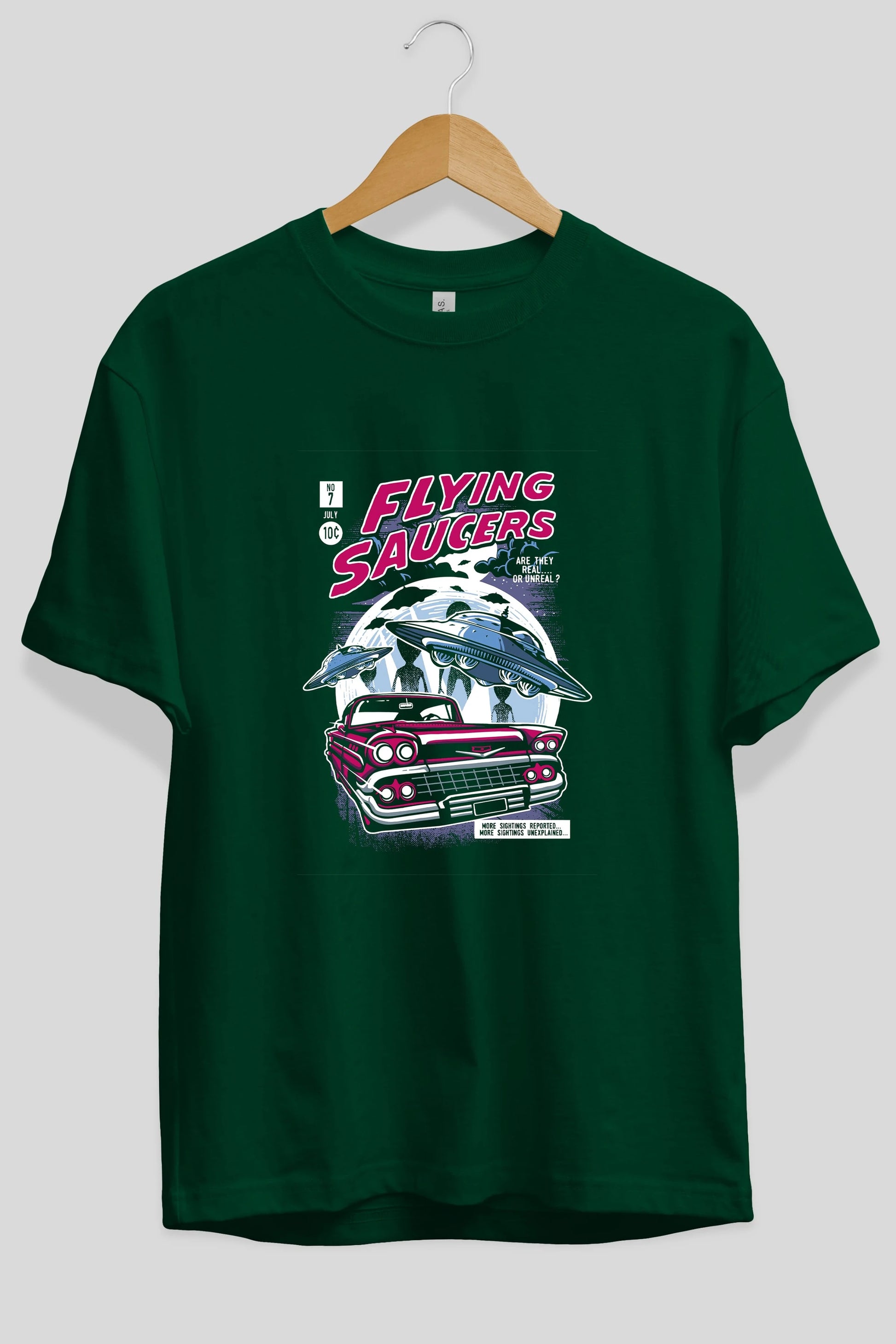 Flying Saucers Ön Baskılı Oversize t-shirt Erkek Kadın Unisex %100 Pamuk tişort