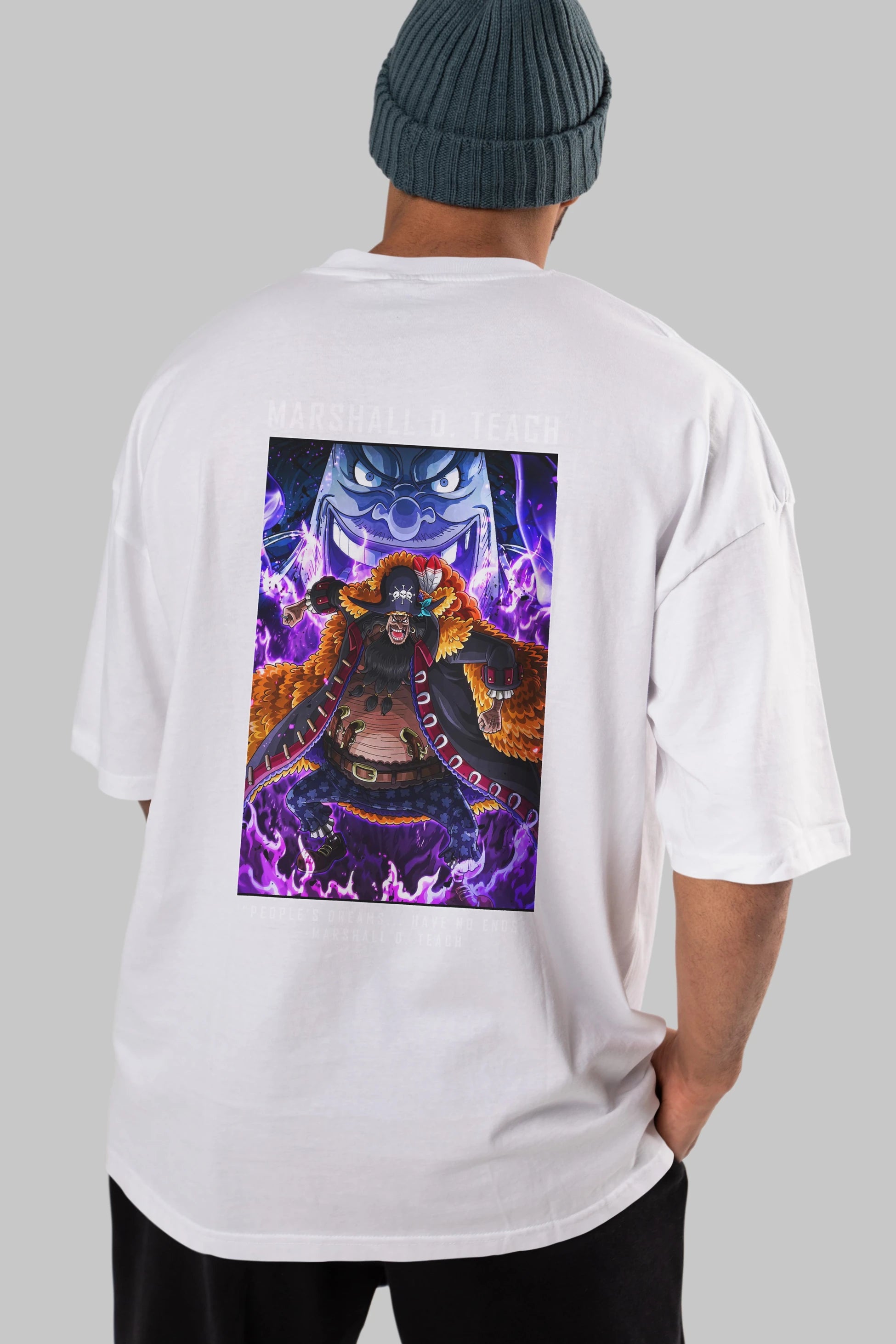 Blackbeard Anime Arka Baskılı Oversize t-shirt Erkek Kadın Unisex %100 pamuk tişort