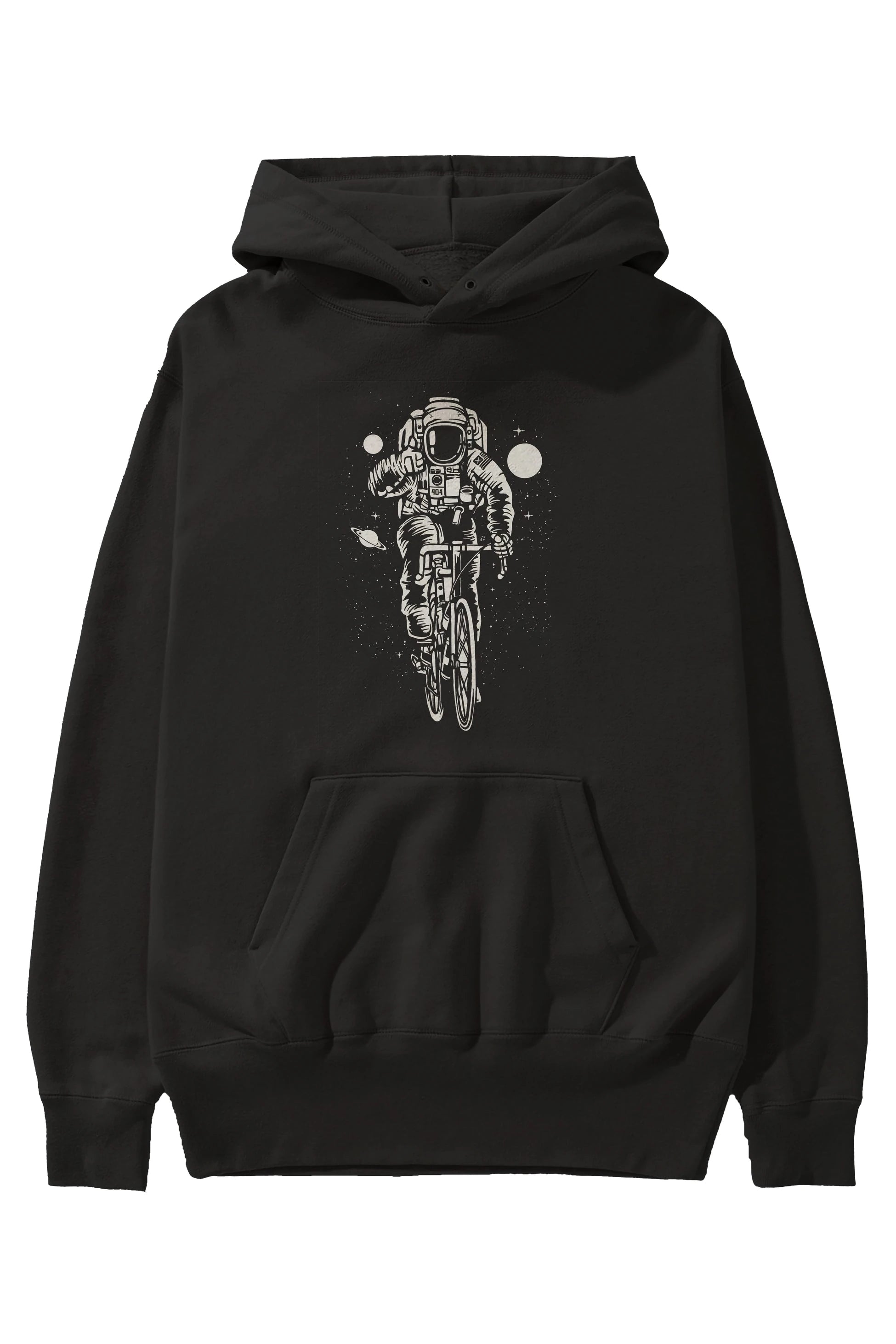 Astronaut Bicycle Ön Baskılı Hoodie Oversize Kapüşonlu Sweatshirt Erkek Kadın Unisex